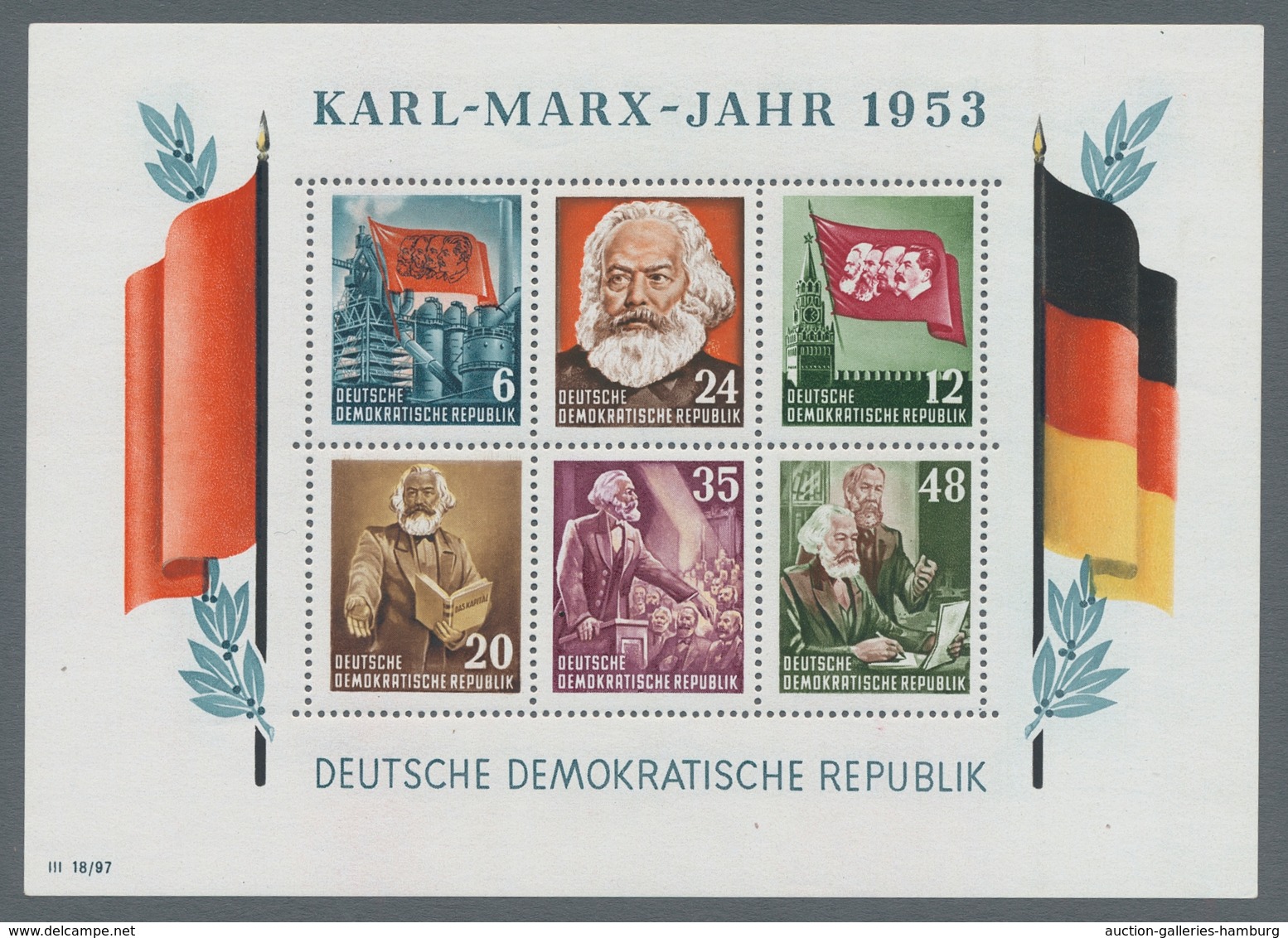 DDR: 1953, Karl-Marx Beide Blockpaare Tadellos Postfrisch, Mi. 400,- Euro. - Sonstige & Ohne Zuordnung