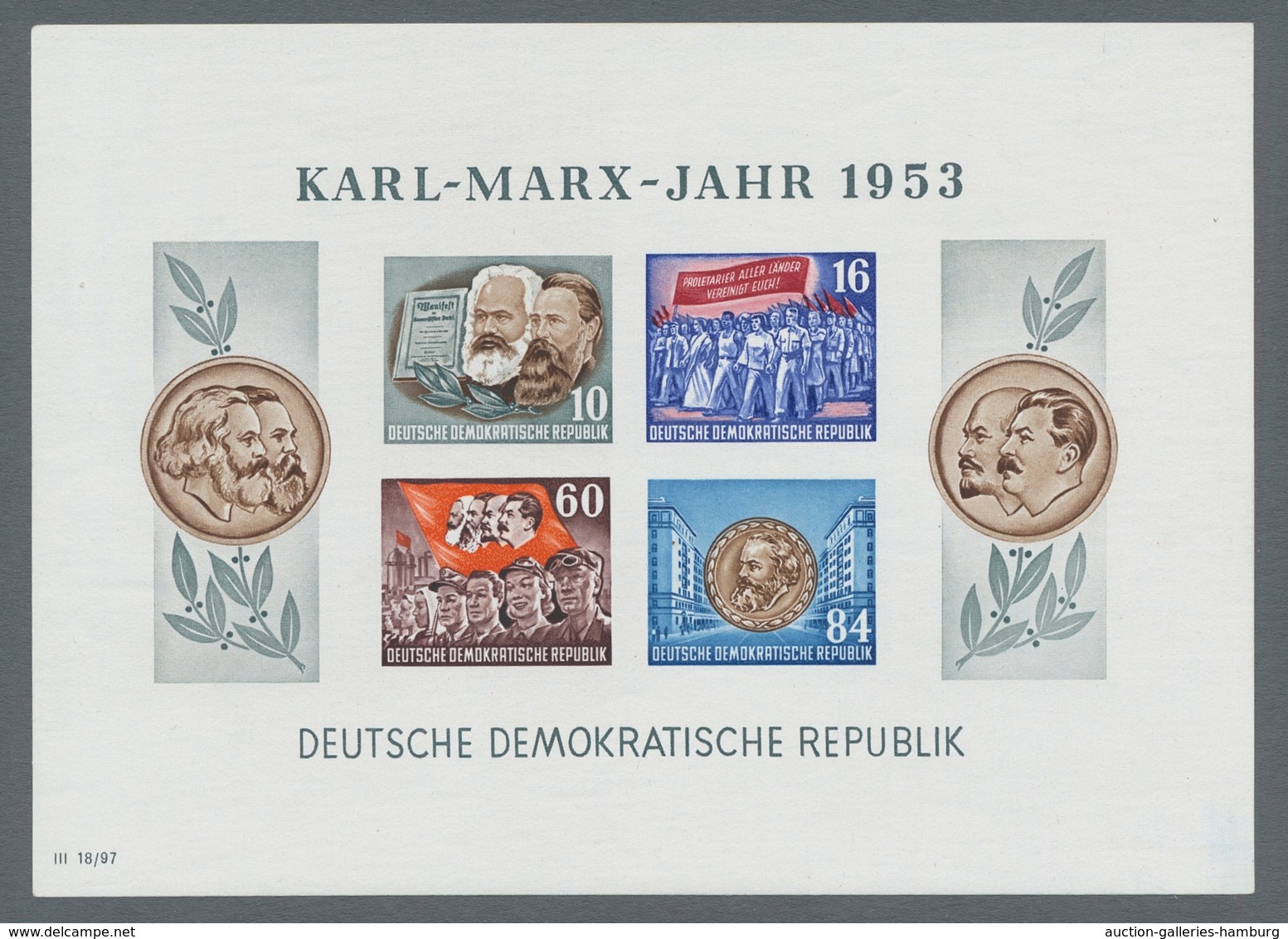 DDR: 1953, Karl-Marx Beide Blockpaare Tadellos Postfrisch, Mi. 400,- Euro. - Sonstige & Ohne Zuordnung