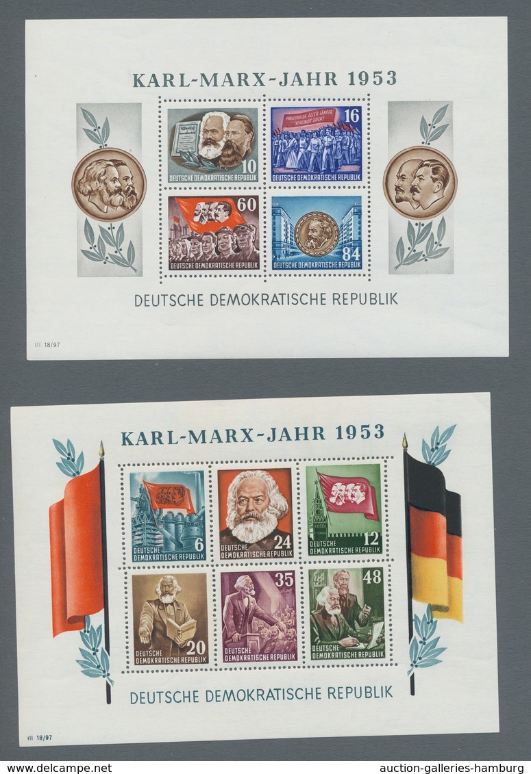 DDR: 1953, Beide Marx-Blocks Jeweils Gezähnt Und Geschnitten Postfrisch, Mi. 400,- Euro. - Sonstige & Ohne Zuordnung