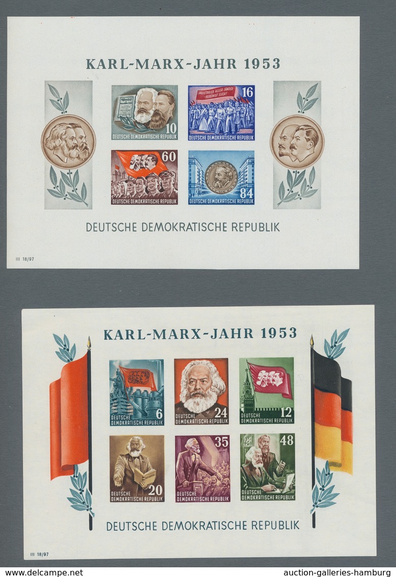 DDR: 1953, Beide Marx-Blocks Jeweils Gezähnt Und Geschnitten Postfrisch, Mi. 400,- Euro. - Other & Unclassified
