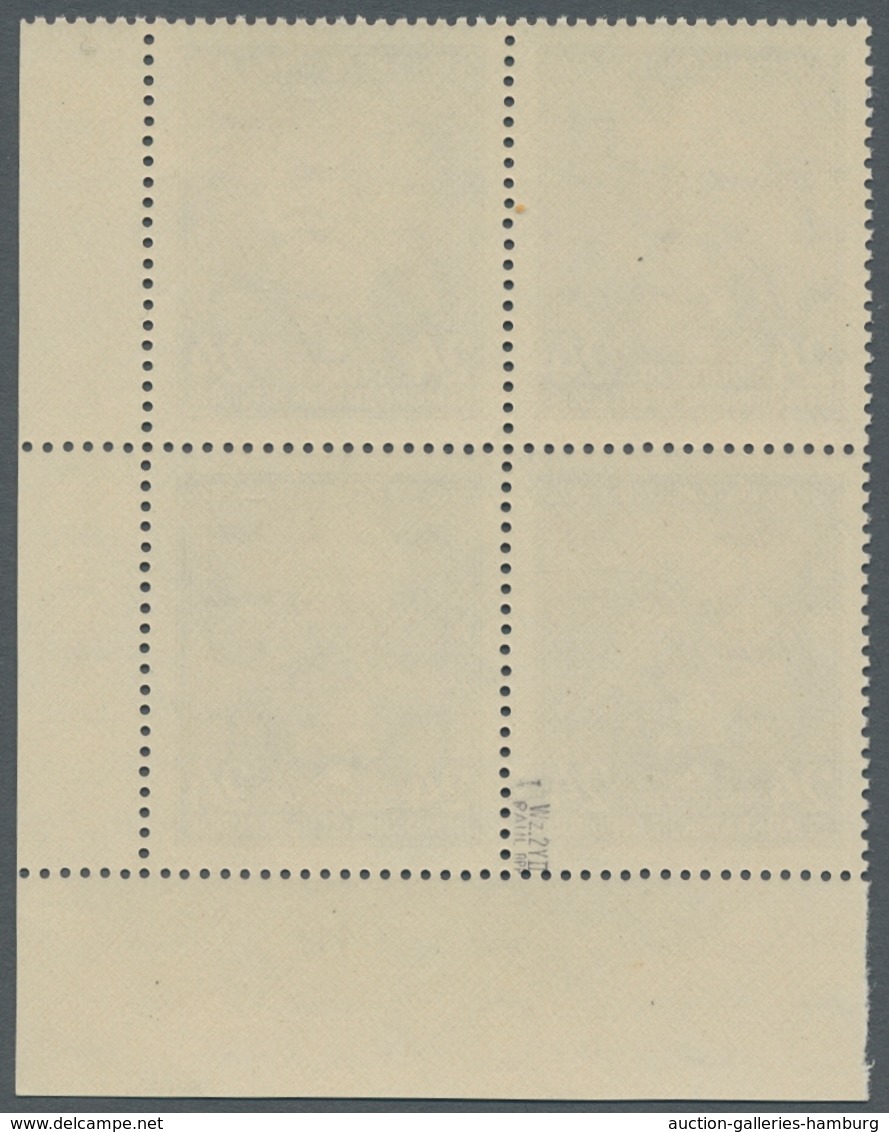 DDR: 1954, "24 Pfg. Reuter Mit PLF Retuschierter Haarscheitel", Postfrischer Eckrandviererblock Mit - Otros & Sin Clasificación