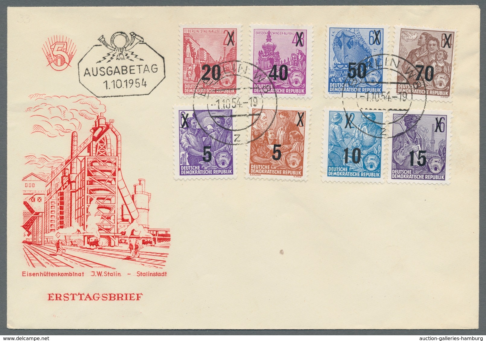 DDR: 1954, "Fünfjahrplan III" Auf Blanko-FDC Mit BERLIN W 8 Z -1.10.54 In Tadelloser Erhaltung. Eine - Otros & Sin Clasificación