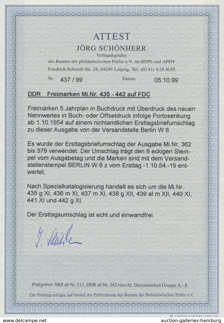 DDR: 1954, "Fünfjahrplan III" Auf Blanko-FDC Mit BERLIN W 8 Z -1.10.54 In Tadelloser Erhaltung. Eine - Andere & Zonder Classificatie
