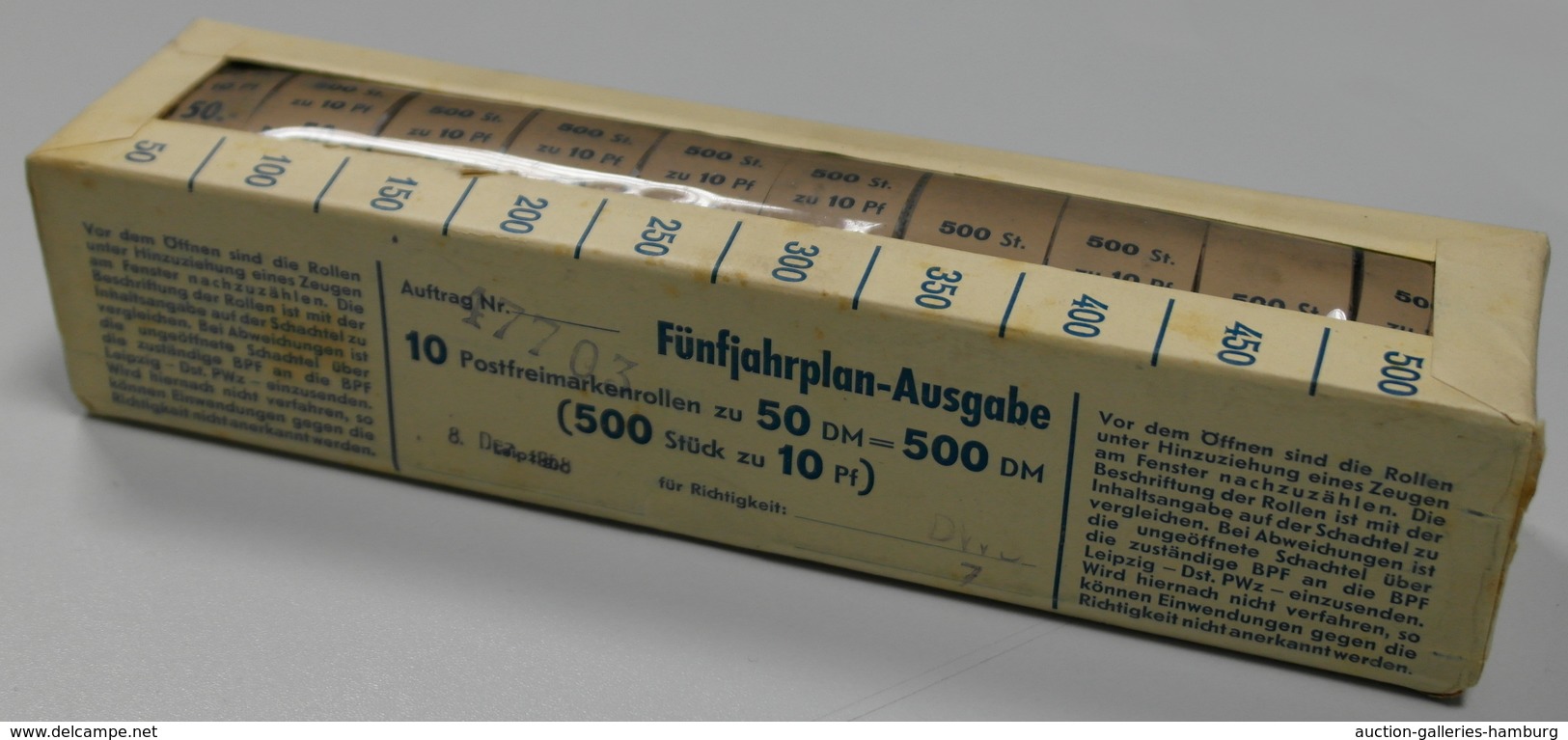 DDR: 1958, Rollenmarke 10 Pfg. Fünfjahrplan, Elf Komplette Rollen Zu Je 500 Marken (davon Zehn Rolle - Otros & Sin Clasificación