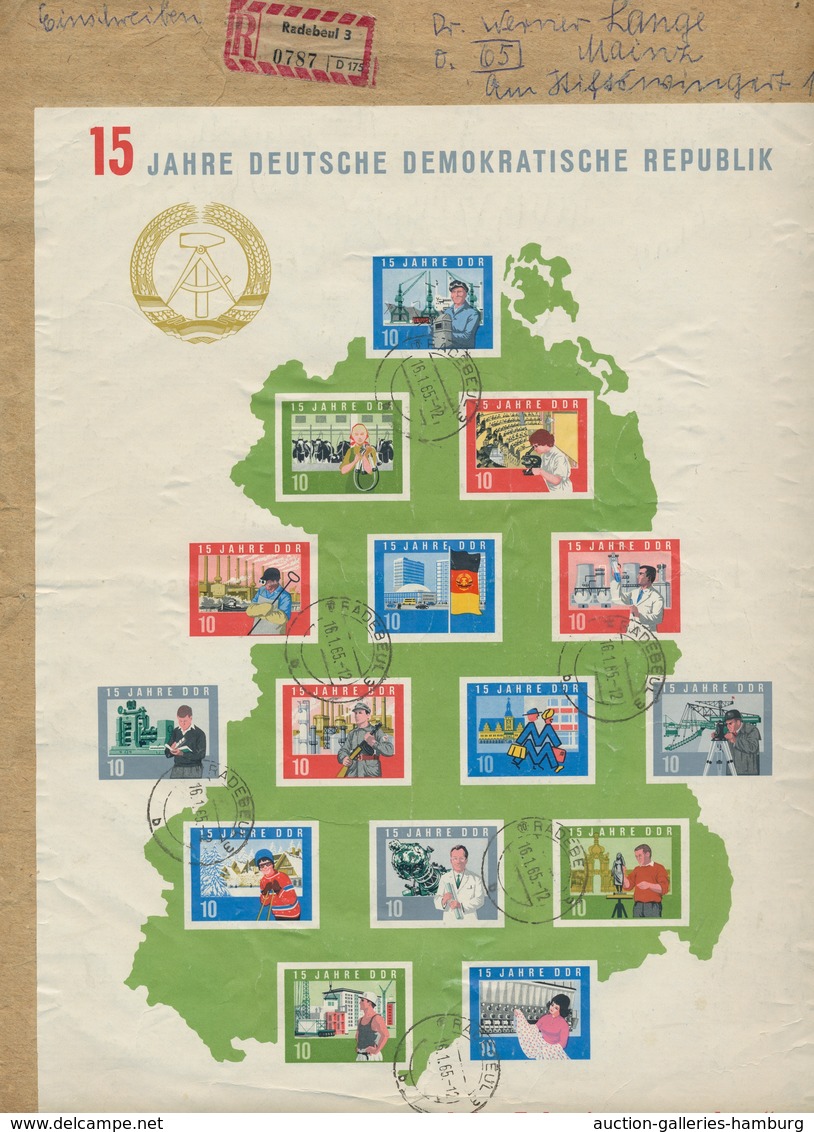 DDR: 1964, "15 Jahre DDR - Sogenannte Grüne Wiese", Sauber Gestempelter Block Auf Großformatigem R-B - Otros & Sin Clasificación