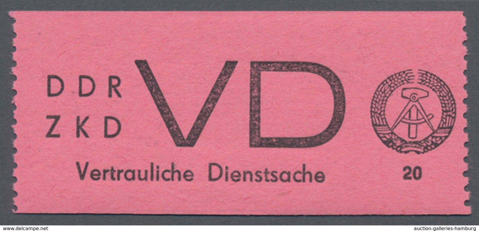 DDR - Dienstmarken D (Vertrauliche Dienstsachen): 1965, 20 Pfg. Schwarz Auf Hellrosa, Postfrisch Mit - Sonstige & Ohne Zuordnung