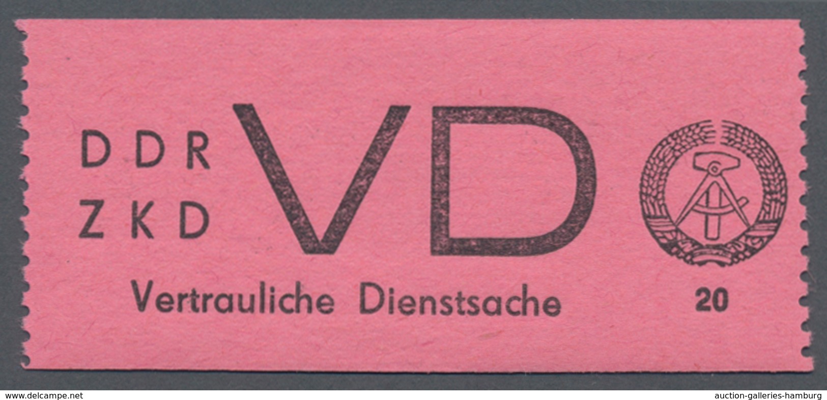 DDR - Dienstmarken D (Vertrauliche Dienstsachen): 1965, 20 Pfg. Schwarz Auf Hellrosa, Postfrisch Mit - Andere & Zonder Classificatie