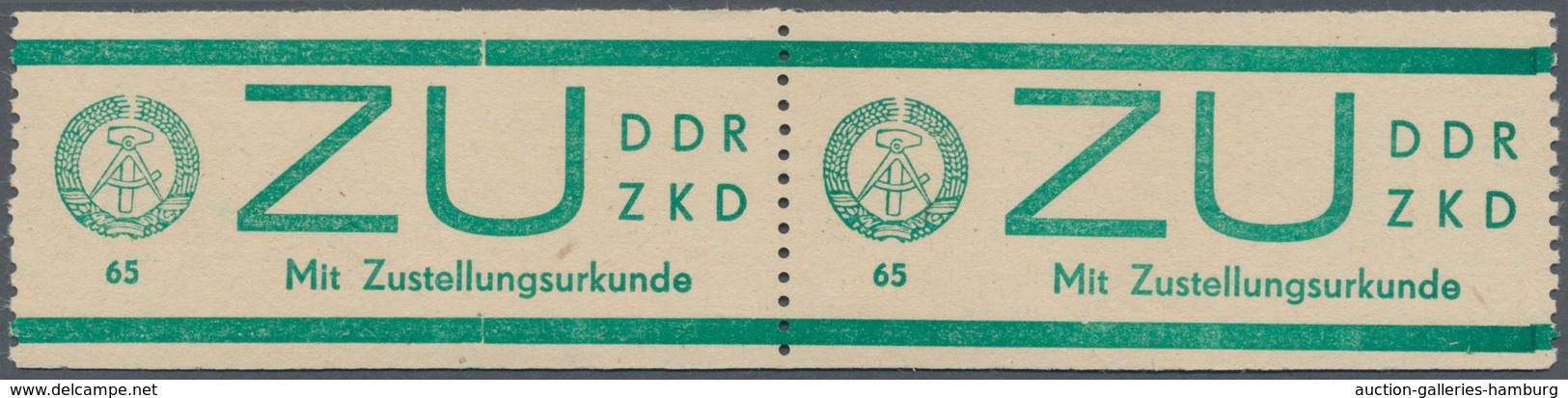 DDR - Dienstmarken E (Sendungen Mit Zustellungsurkunde): 1965, 65 Pfg. Bläulichgrün Im Waagrechtem P - Sonstige & Ohne Zuordnung