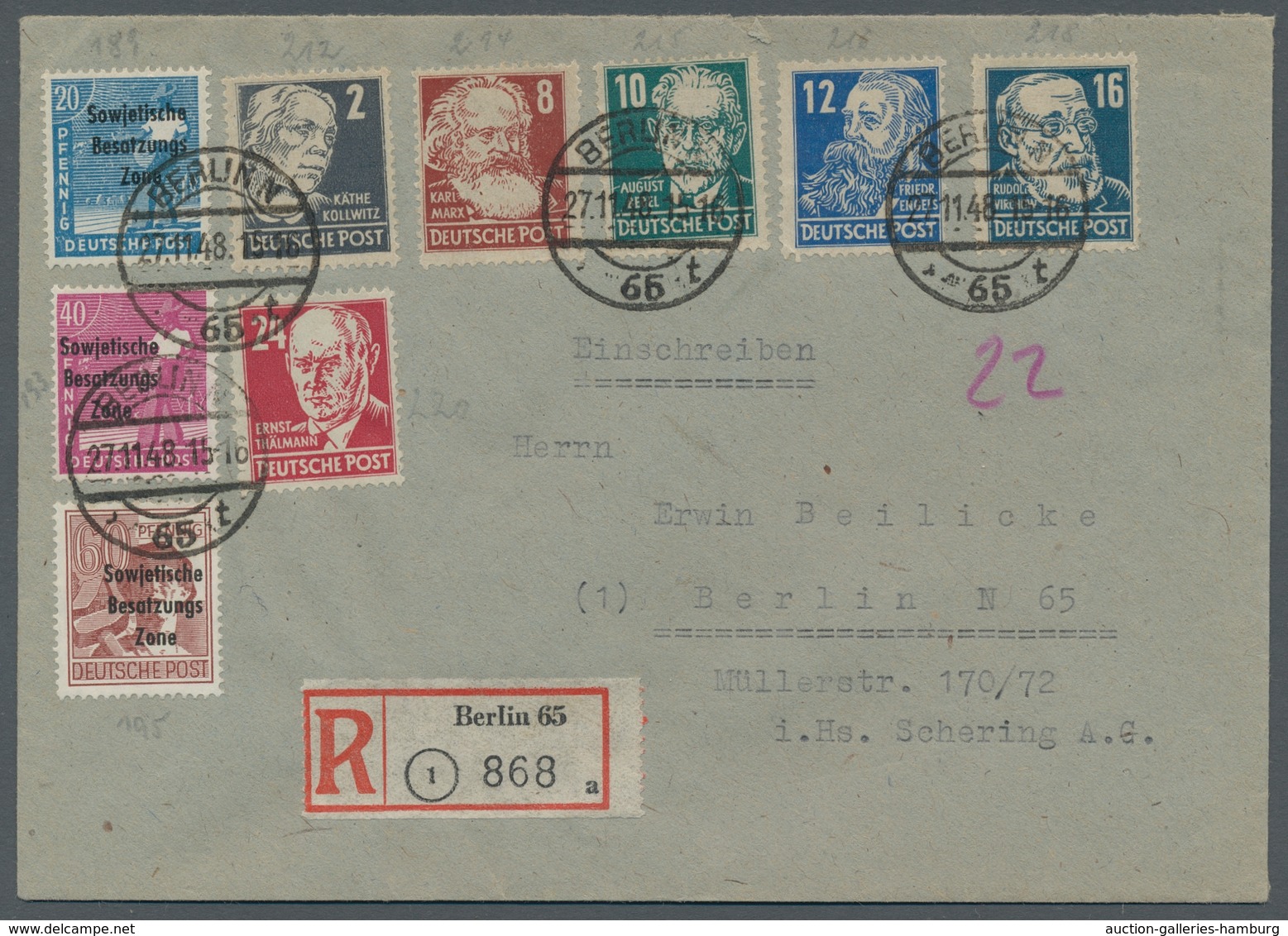 Berlin - Vorläufer: 1948, Zwölf Mit SBZ Maschinenaufdruck Oder/und "Köpfe I" Frankierte Belege Als V - Cartas & Documentos