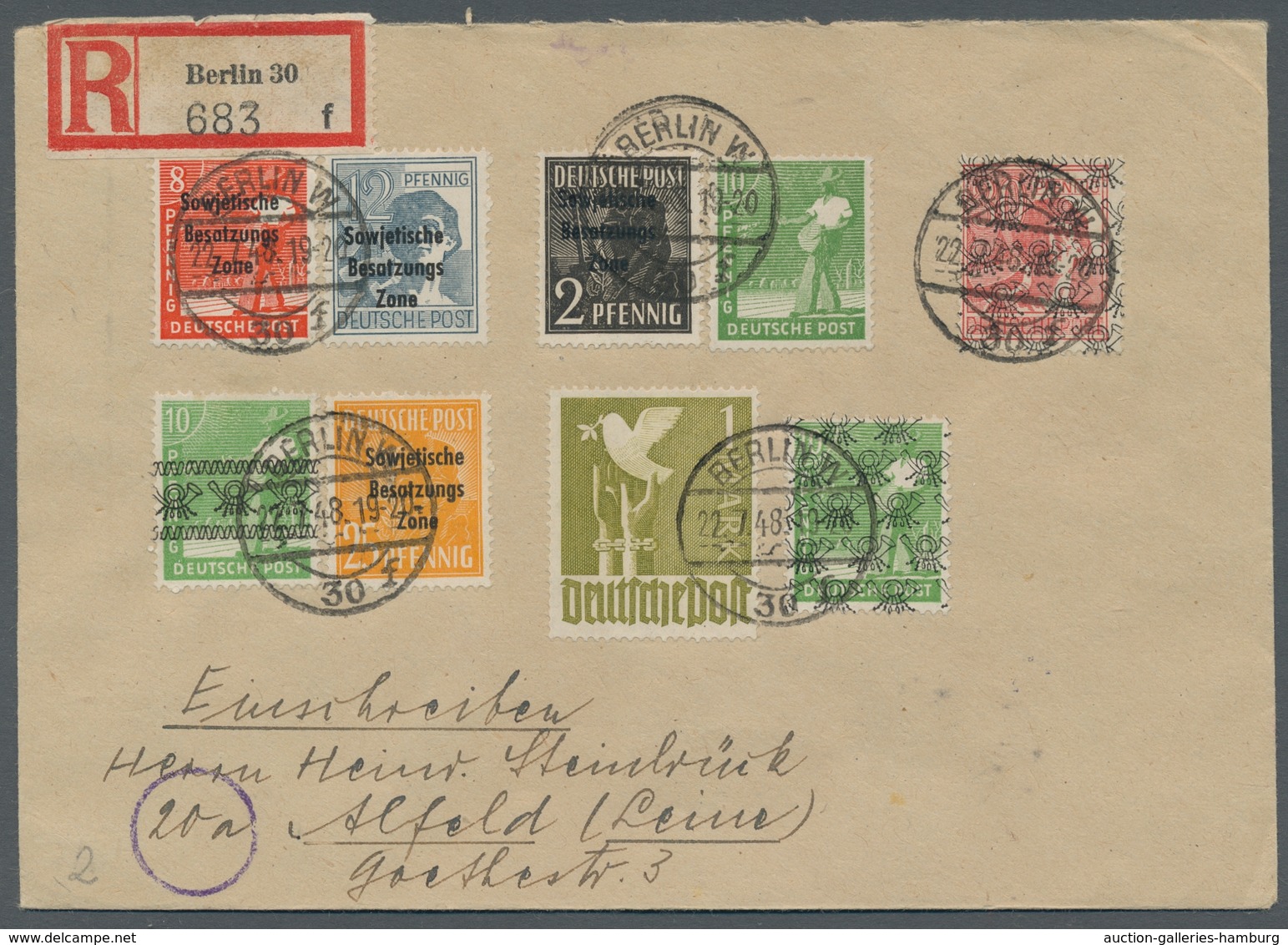 Berlin - Vorläufer: 1948, Zwölf Mit SBZ Maschinenaufdruck Oder/und "Köpfe I" Frankierte Belege Als V - Covers & Documents