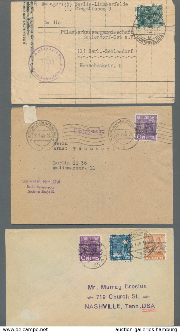 Berlin - Vorläufer: 1948, Kleine Zusammenstellung Von Neun Mit BI-Zone Band/Netzaufdrucken Frankiert - Briefe U. Dokumente