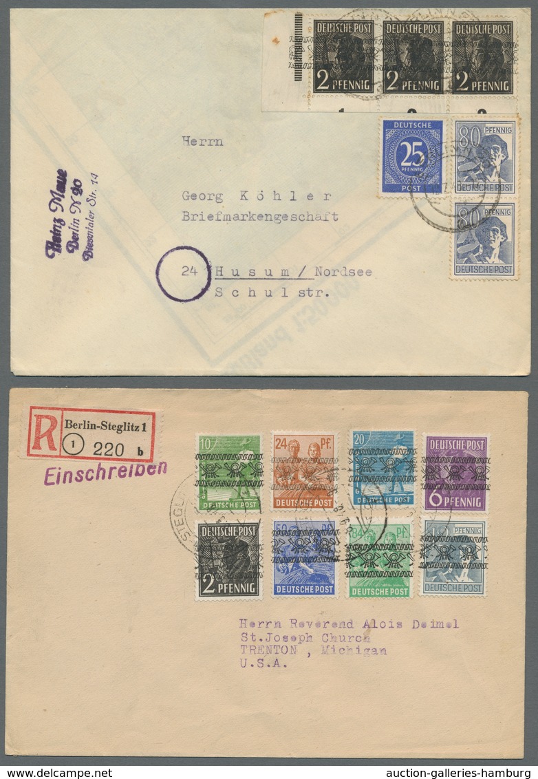 Berlin - Vorläufer: 1948, Kleine Zusammenstellung Von Neun Mit BI-Zone Band/Netzaufdrucken Frankiert - Cartas & Documentos