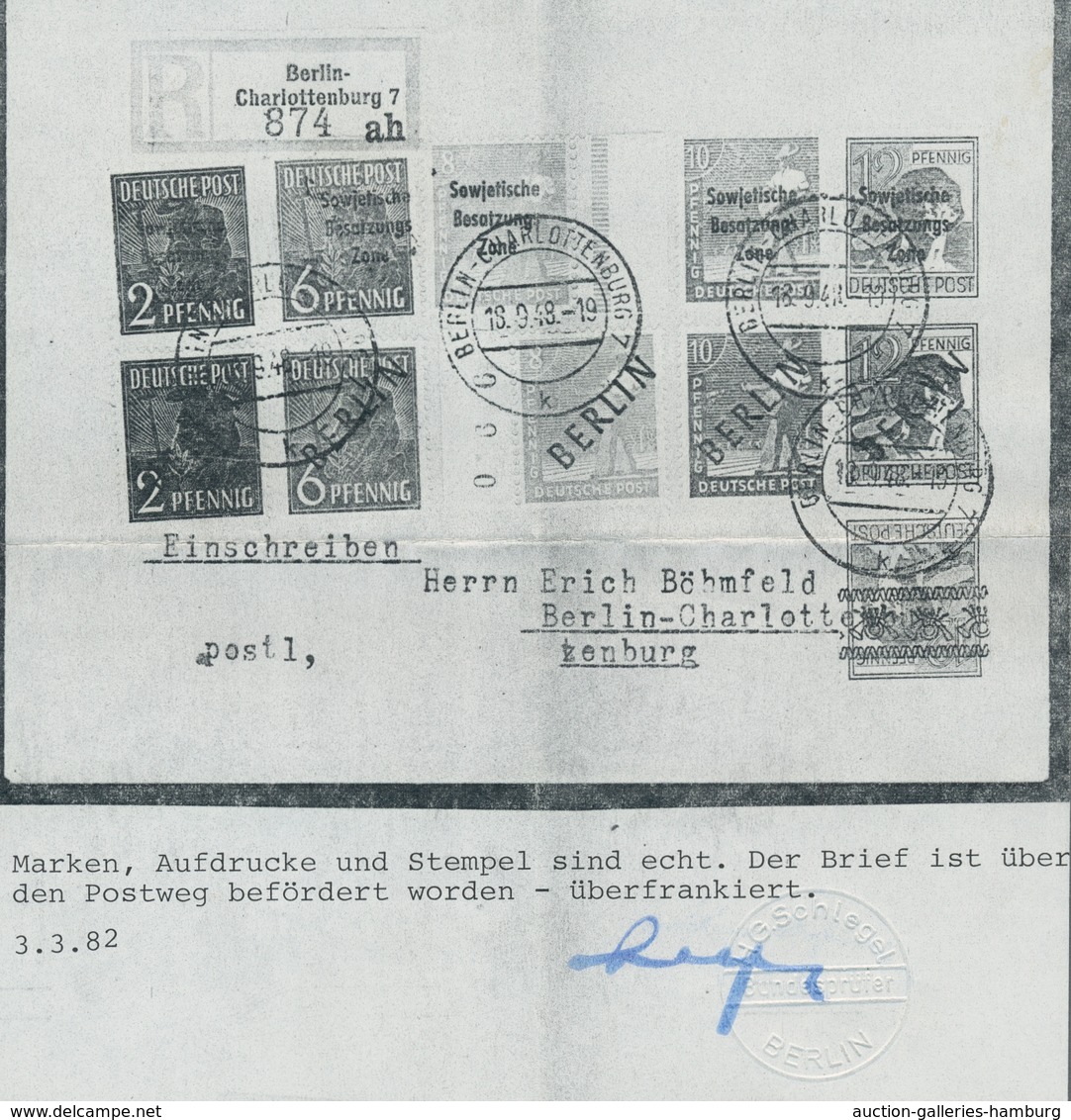 Berlin - Vorläufer: 1948, Vier Frankierte Belege Mit Länder-MiF Berlin "Schwarzaufdrucke"/Bi-Zone "B - Briefe U. Dokumente