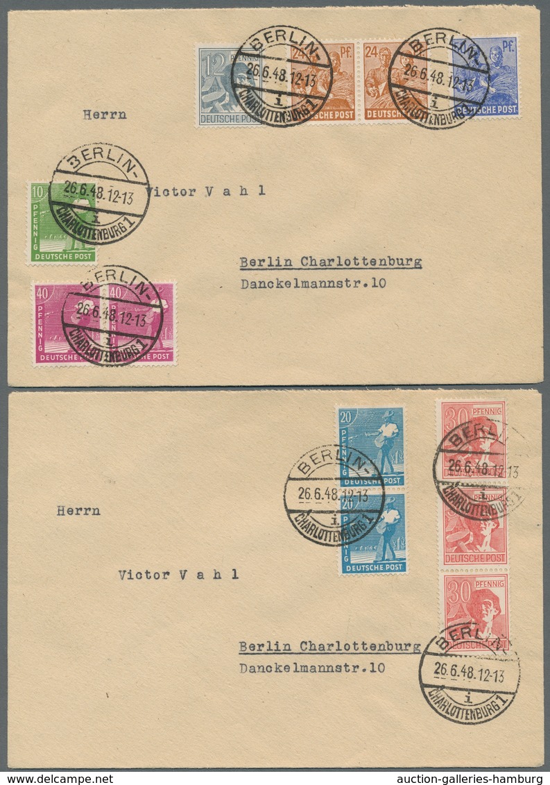 Berlin - Vorläufer: 1948, Acht Zehnfachfrankaturen "Kontrollrat I Und II" In Meist Guter Erhaltung - Briefe U. Dokumente