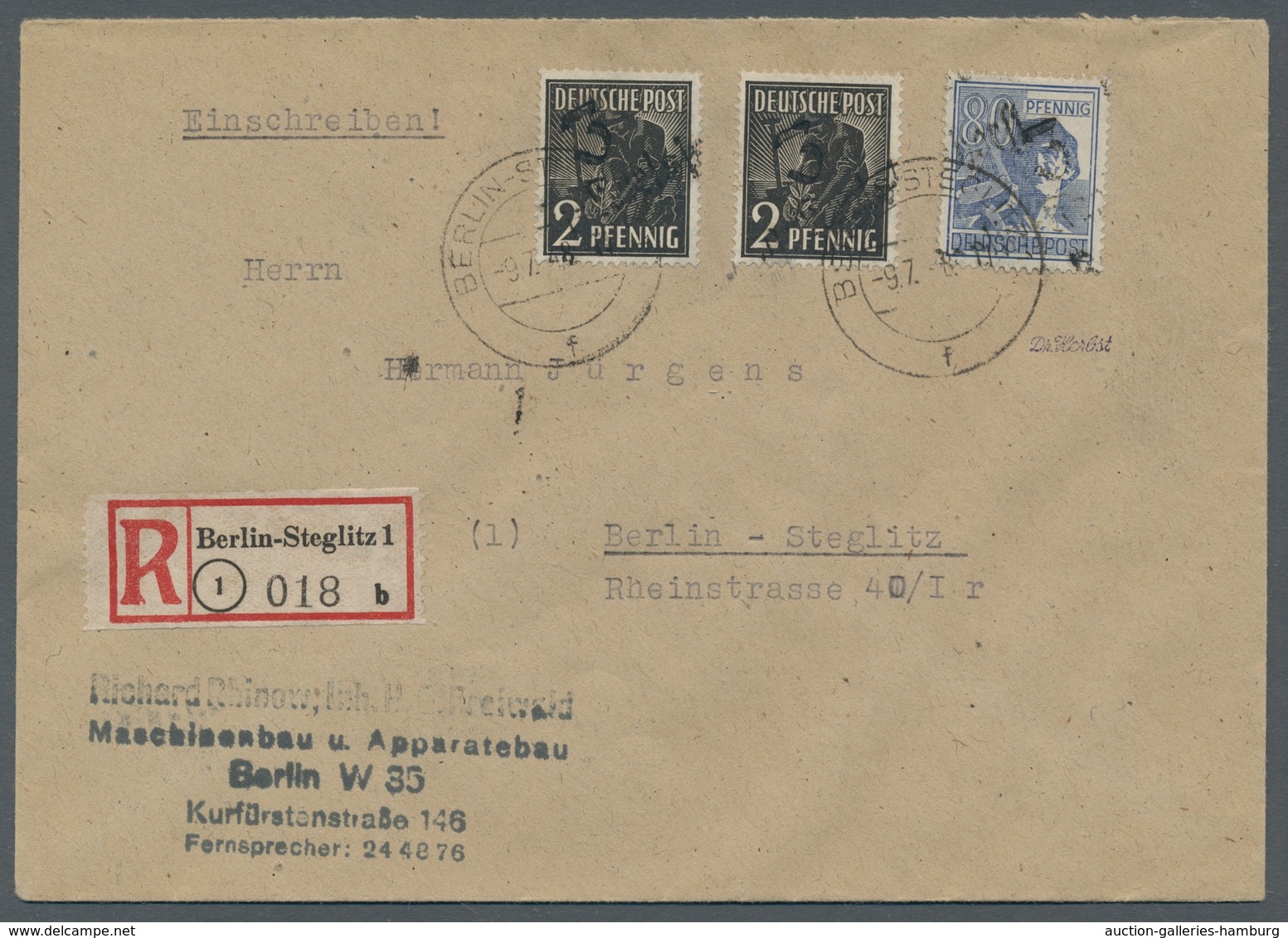 Berlin - SBZ-Bezirkshandstempel: 1948, Sieben Mit SBZ-Handstempelmarken Bezirk 3 Frankierte Belege I - Other & Unclassified