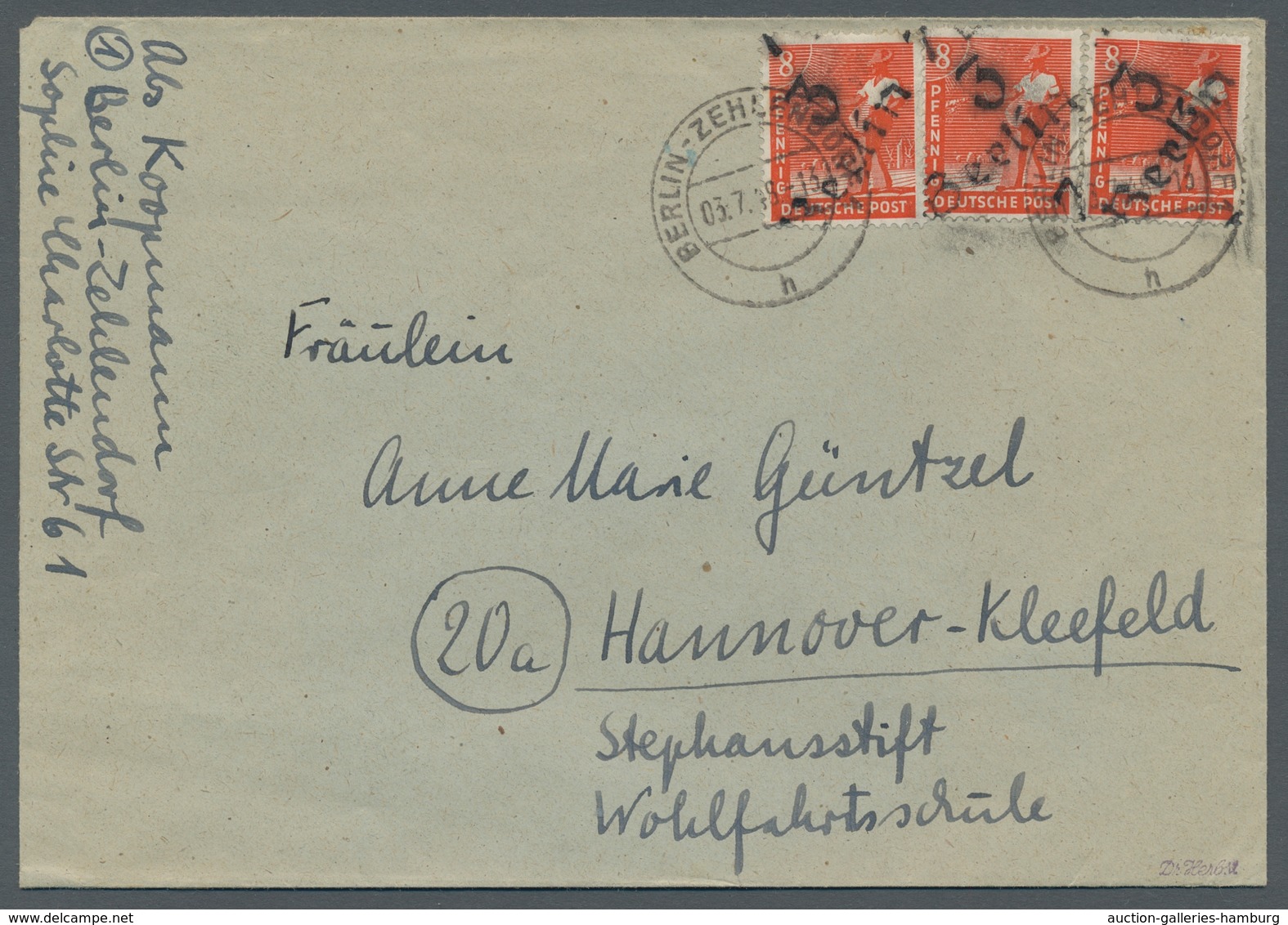Berlin - SBZ-Bezirkshandstempel: 1948, Sieben Mit SBZ-Handstempelmarken Bezirk 3 Frankierte Belege I - Other & Unclassified