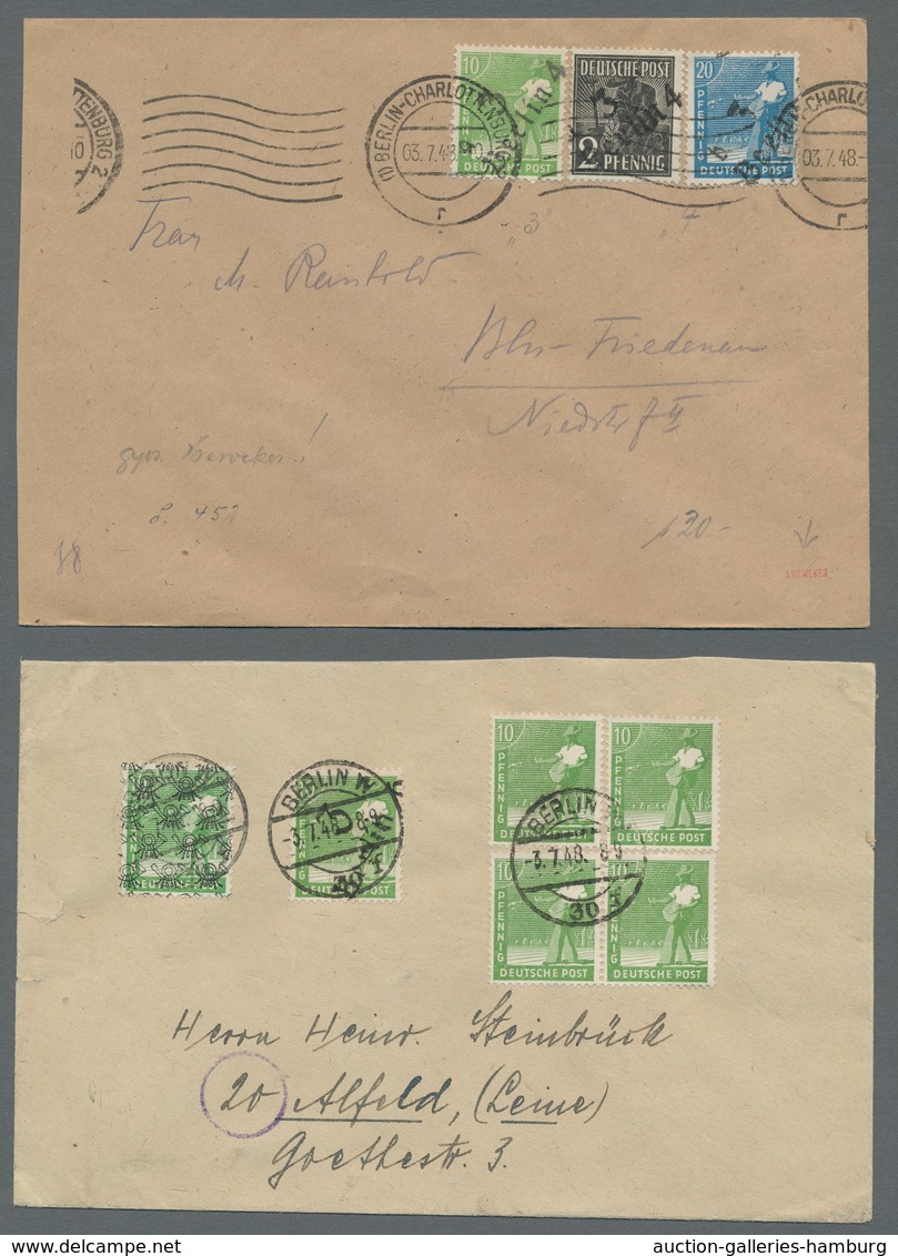 Berlin - SBZ-Bezirkshandstempel: 1948, Sieben Mit SBZ-Handstempelmarken Bezirk 3 Frankierte Belege I - Andere & Zonder Classificatie