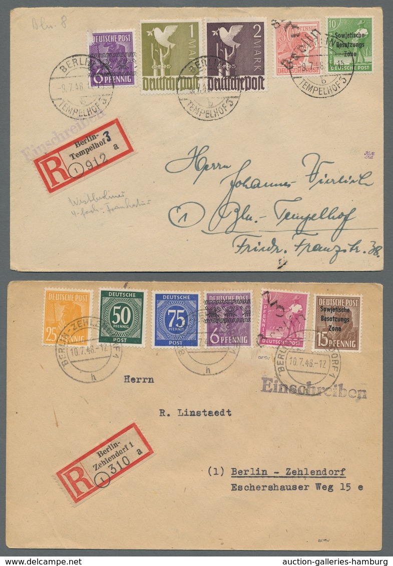 Berlin - SBZ-Bezirkshandstempel: 1948, Sieben Mit SBZ-Handstempelmarken Bezirk 3 Frankierte Belege I - Otros & Sin Clasificación