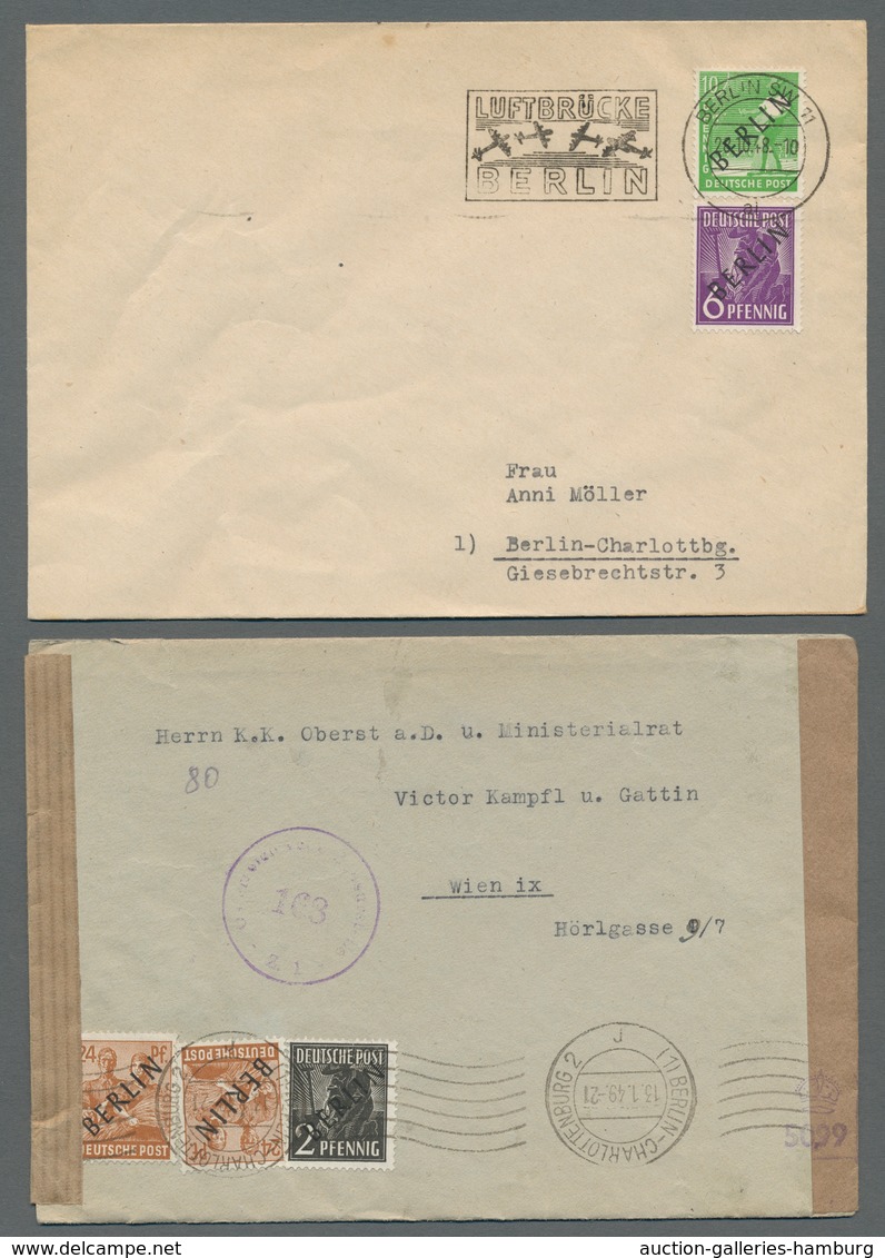 Berlin: 1948, "2 Pfg. bis 1 Mk. Schwarzaufdruck", kleine Zusammenstellung von zwölf frankierten "Bun