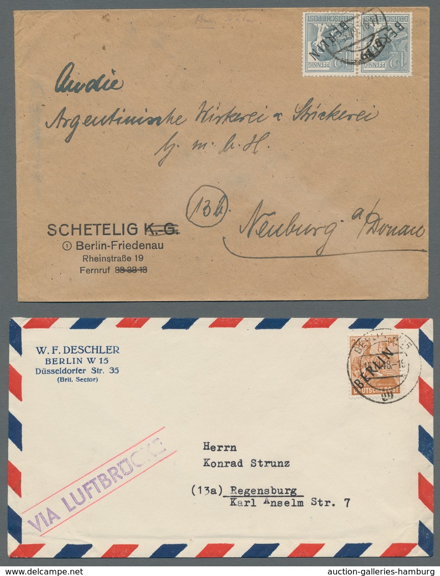 Berlin: 1948, "2 bis 84 Pfg. Schwarzaufdruck", kleine Zusammenstellung von insgesamt 18 Belegen mit