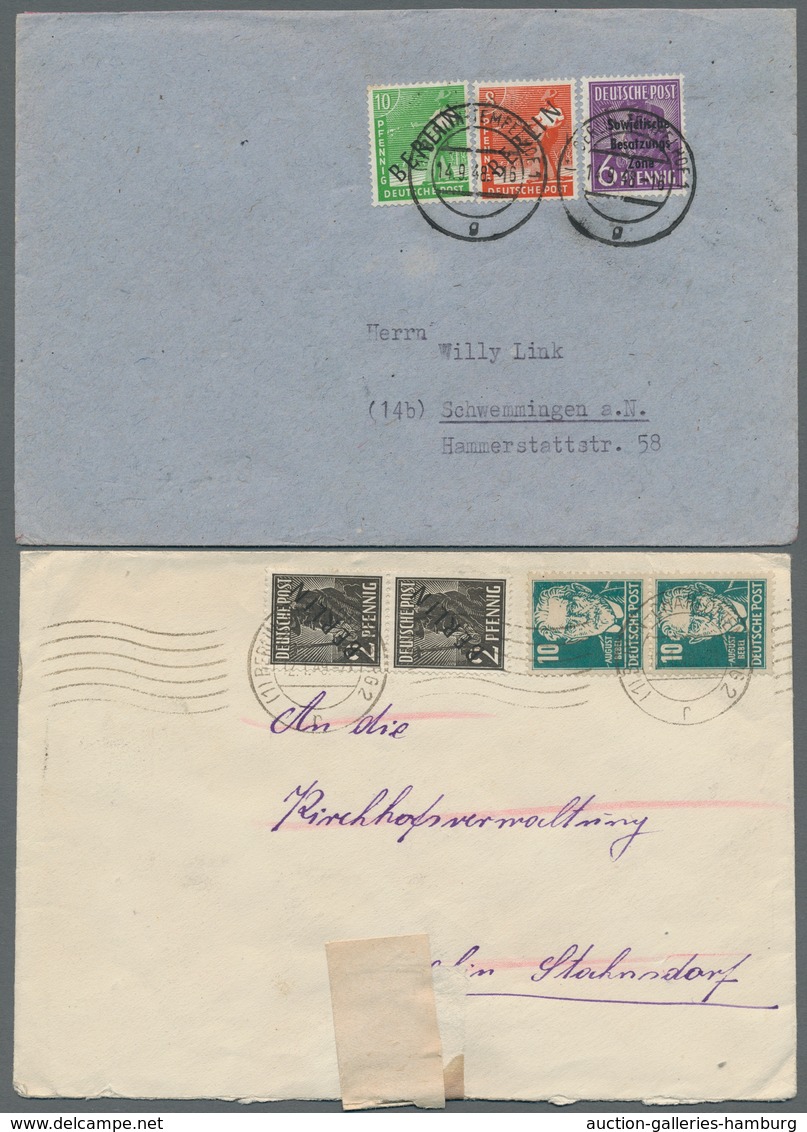 Berlin: 1948, "Schwarzaufdruck", Insgesamt Sechs Frankierte Belege Als Länder-MiF Mit SBZ "Maschinen - Sonstige & Ohne Zuordnung