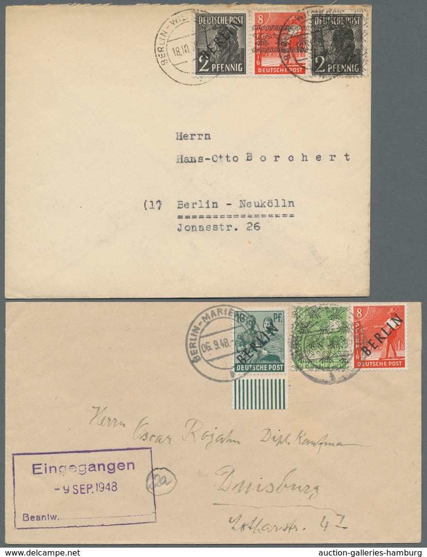 Berlin: 1948, "2 Bis 12 Und 16 Pfg. Schwarzaufdruck" In Unterschiedlichen Stückzahlen Auf Insgesamt - Autres & Non Classés