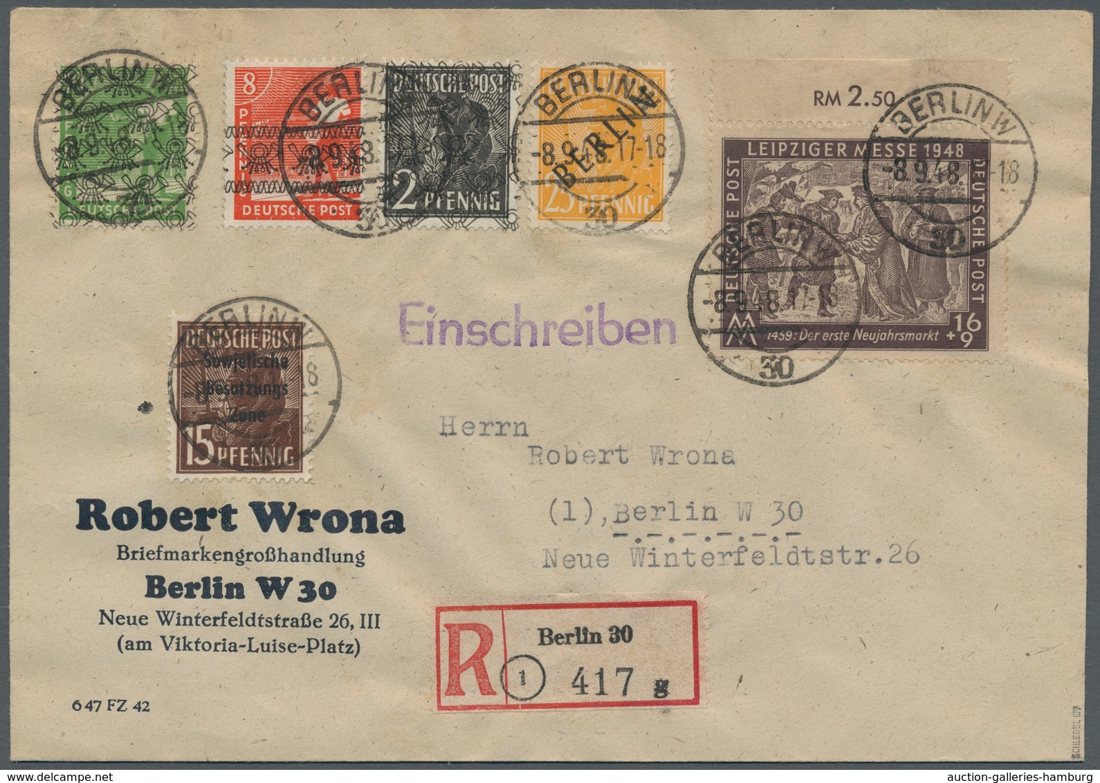 Berlin: 1948, "10 Und 25 Pfg. Schwarzaufdruck" Je Mit Länder-MiF Mit BI-Zone Band/Netz Und SBZ Allg. - Sonstige & Ohne Zuordnung