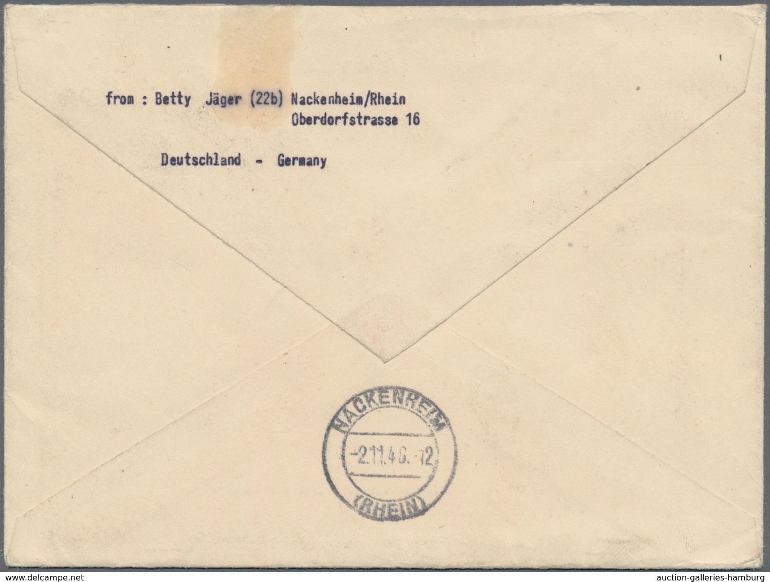Berlin: 1948. Außerordentlich Schöner "Jäger - Nackenheim" Brief In Die USA. Luftpost, Eilboten, Ein - Otros & Sin Clasificación