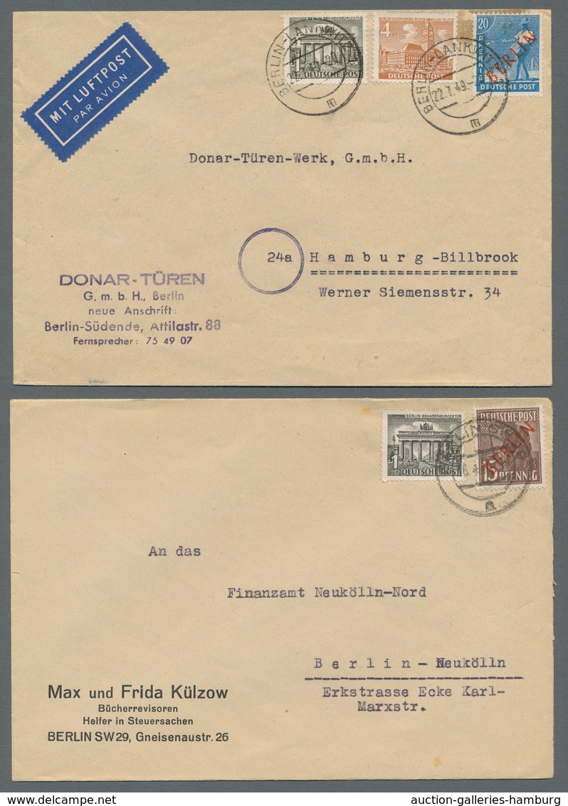Berlin: 1949, "2 Bis 30 Pfg. Rotaufdruck", Kleine Zusammenstellung Von Elf Belegen Mit MiF Mit Baute - Otros & Sin Clasificación