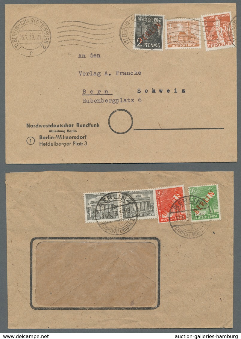 Berlin: 1949, "2 Bis 30 Pfg. Rotaufdruck", Kleine Zusammenstellung Von Elf Belegen Mit MiF Mit Baute - Otros & Sin Clasificación