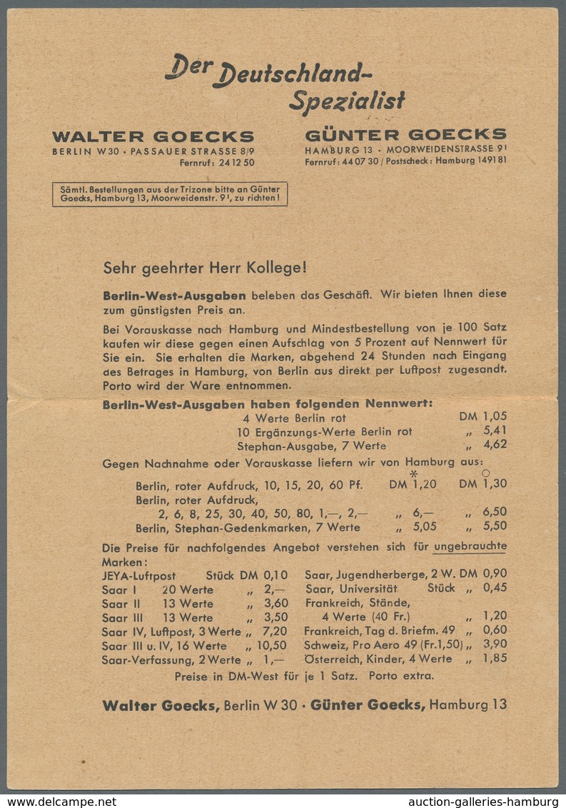 Berlin: 1949, "Rotaufdruck", Kleine Zusammenstellung Von Elf Portorichtigen EF In Guter/sehr Guter E - Altri & Non Classificati