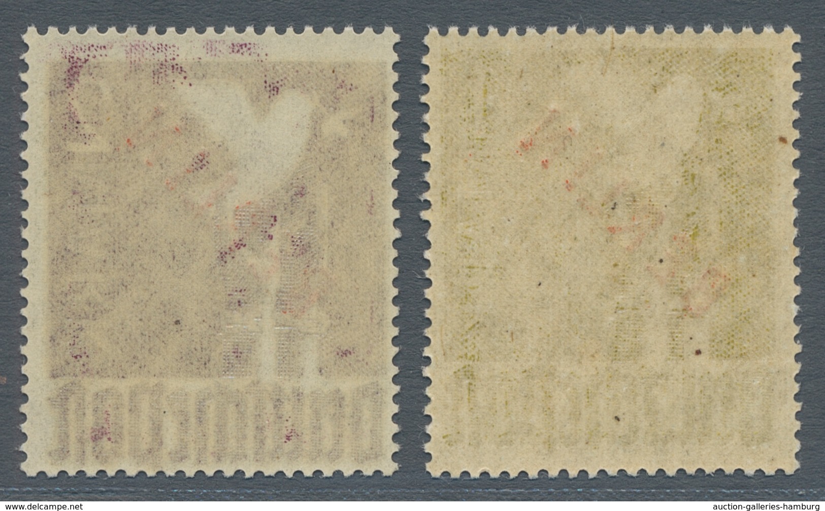 Berlin: 1949, Rotaufdruck 1 Und 2 Mark Postfrisch, Mi. 850,- Euro. - Sonstige & Ohne Zuordnung