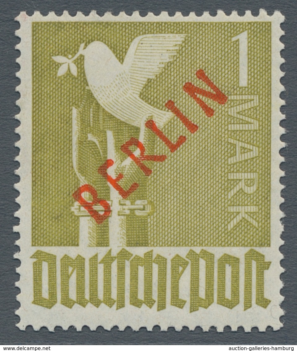 Berlin: 1949, Rotaufdruck 1 Mark Postfrisch Tiefst Geprüft Schlegel BPP, Mi. 550,- Euro. - Autres & Non Classés