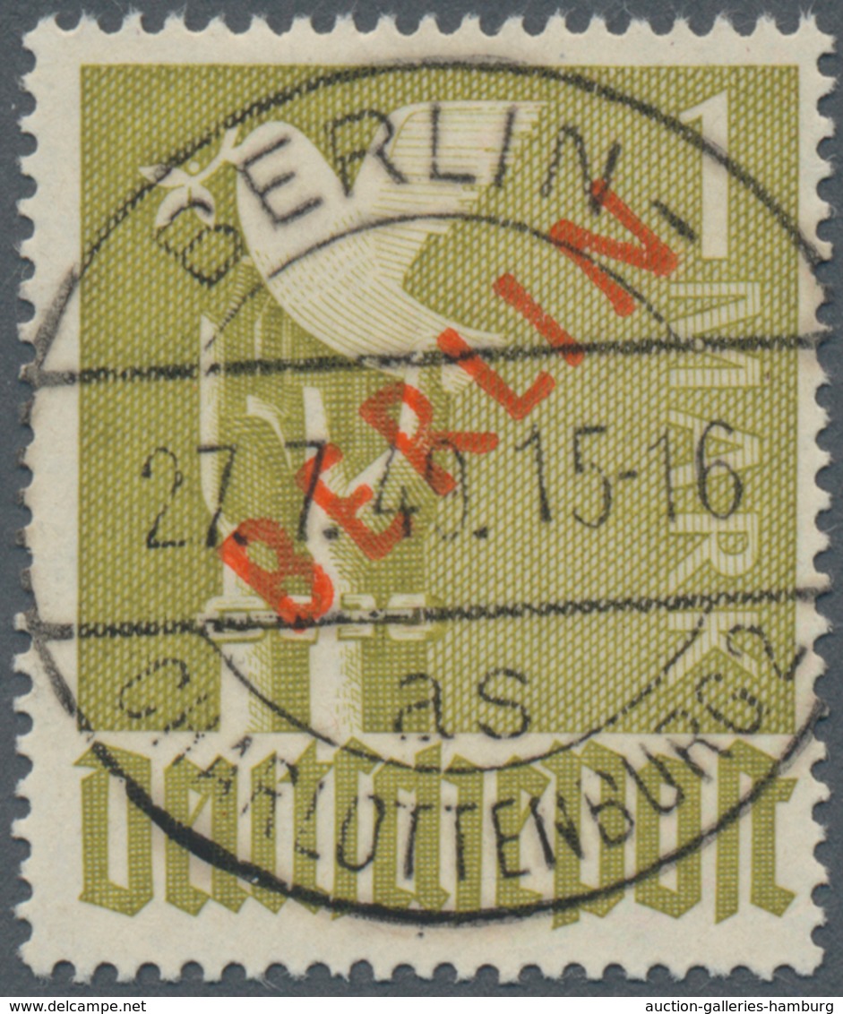 Berlin: 1948, 1 M. Rotaufdruck, Sauber Gestempelt, Luxus, "echt Und Einwandfrei", Fotoattest Schlege - Otros & Sin Clasificación