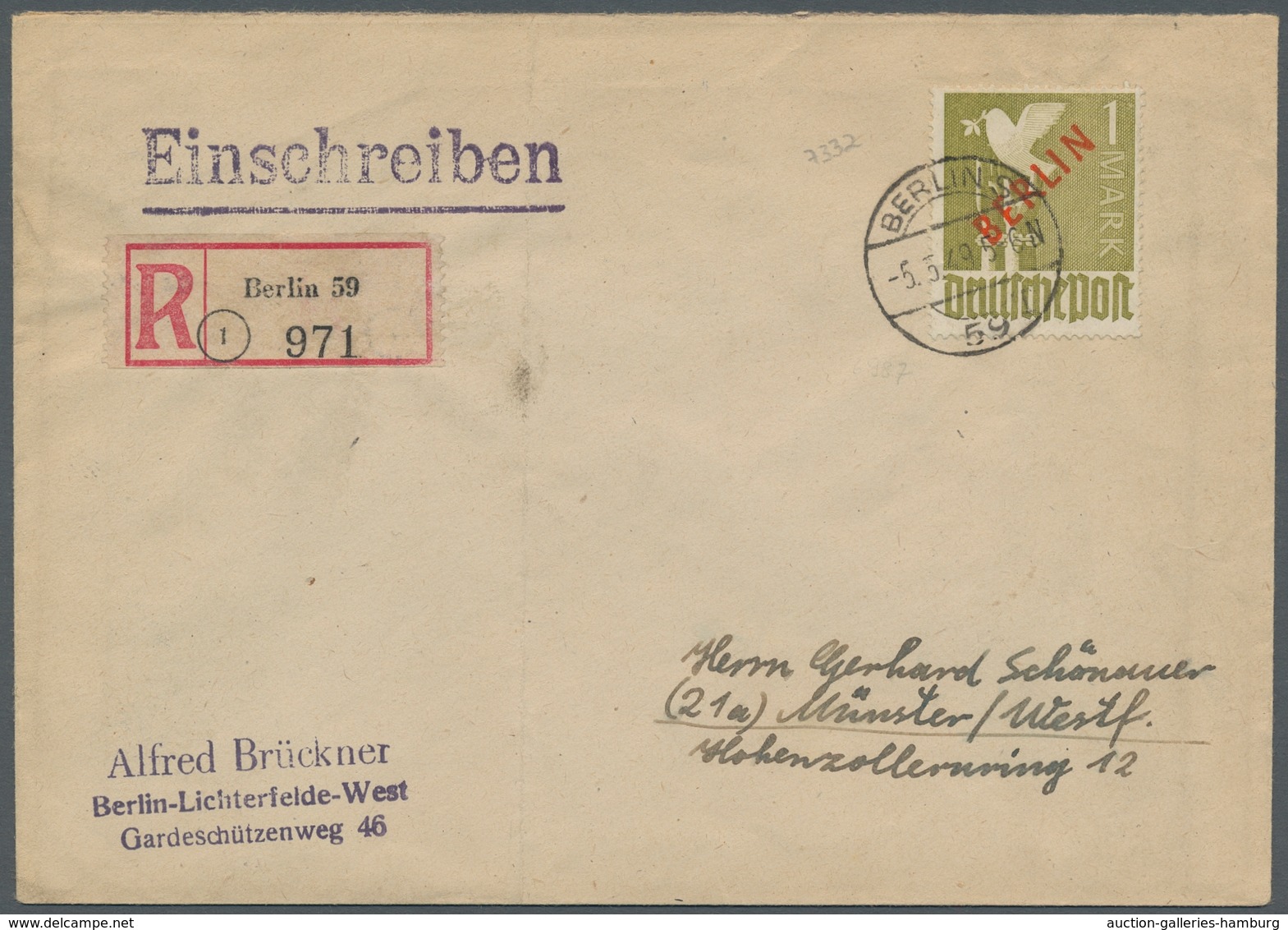 Berlin: 1949, "1 Und 2 Mk. Rotaufdruck", Je Als EF Auf überfrankierten R-Briefen Von Berlin Nach Mün - Otros & Sin Clasificación