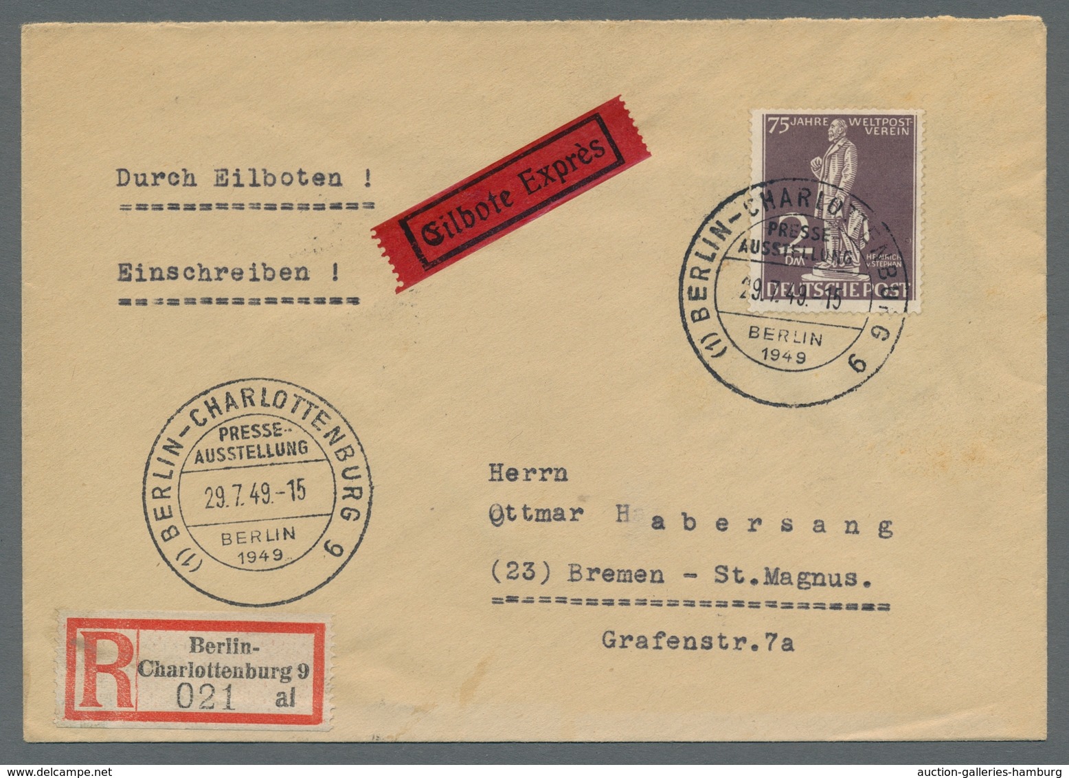 Berlin: 1949, "Stephan" Komplett Auf Vier R-Briefen (einmal Zusätzlich Als Eilsendung) Von BERLIN 29 - Other & Unclassified