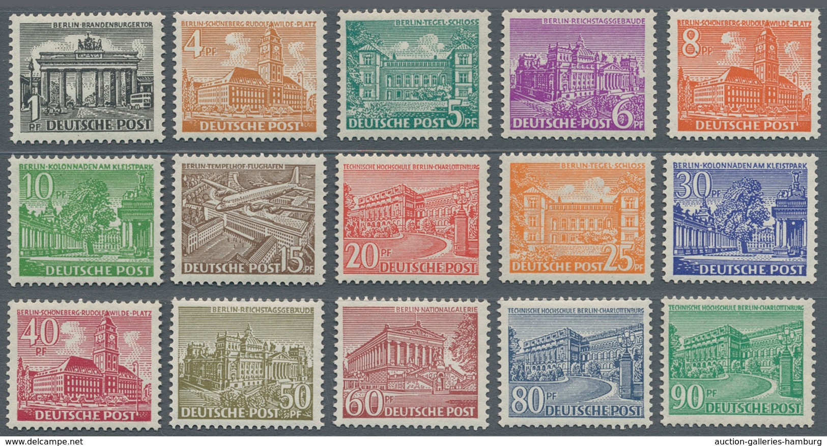 Berlin: 1949, 1 Pfg-5 M. Bauten I, Kompletter Postfrischer Satz, Tadellos,unsigniert, 750,- - Otros & Sin Clasificación