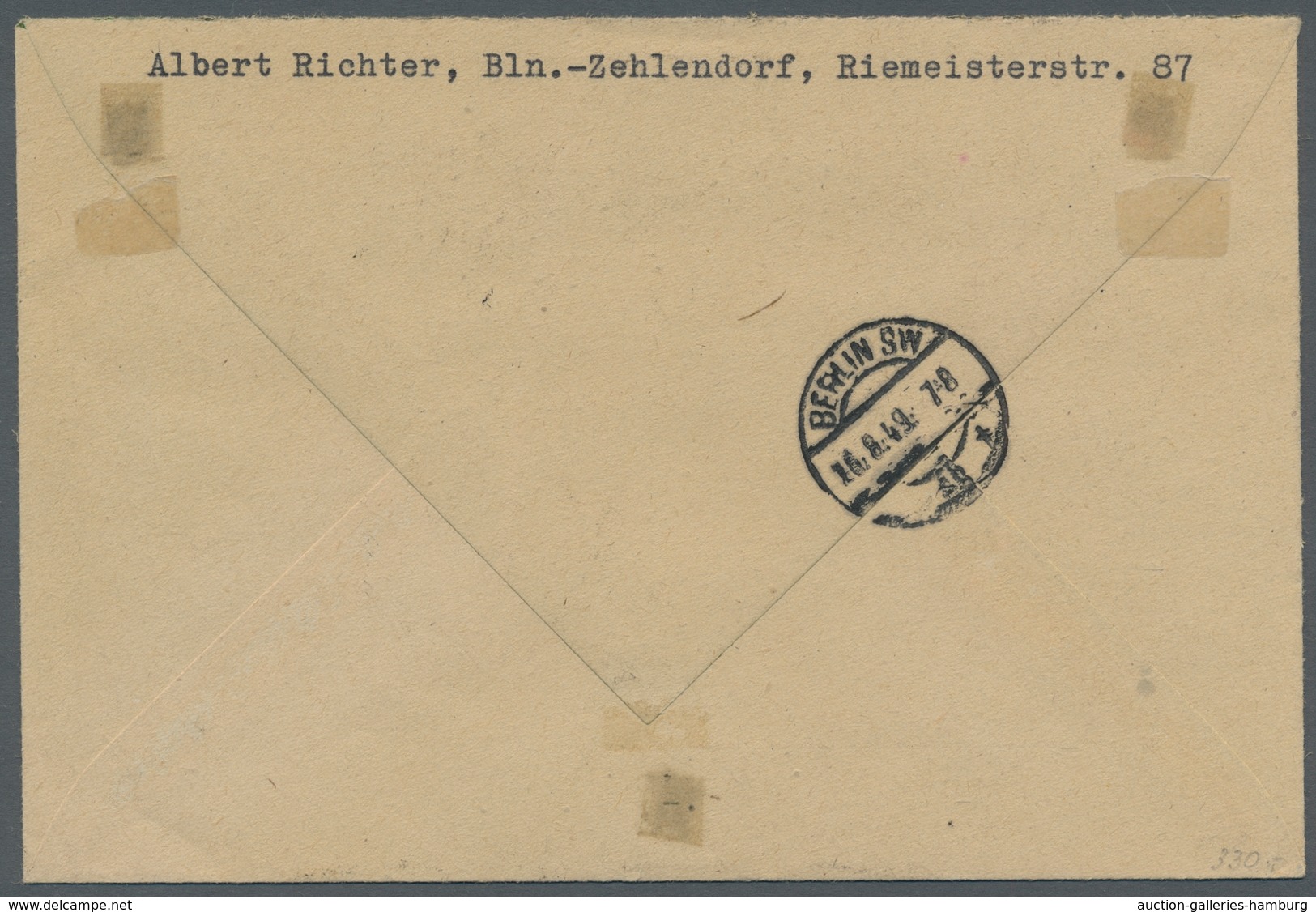 Berlin: 1949, "Goethe" Komplett Je Mit Vollstempel BERLIN SW 11 25.8.49 Auf Orts-R-Brief In Sehr Gut - Otros & Sin Clasificación
