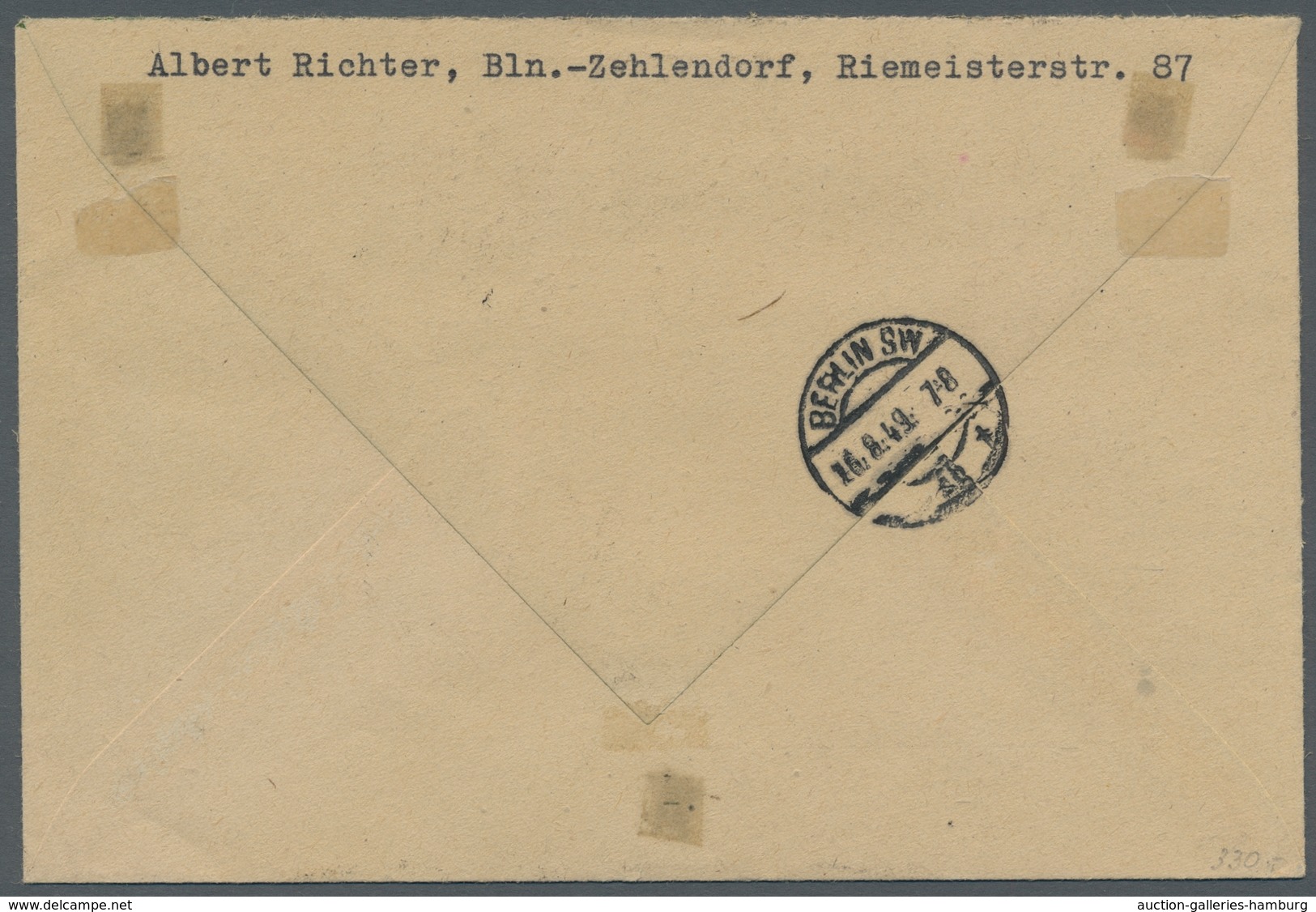 Berlin: 1949, "Goethe" Komplett Je Mit Vollstempel BERLIN SW 11 25.8.49 Auf Orts-R-Brief In Sehr Gut - Andere & Zonder Classificatie