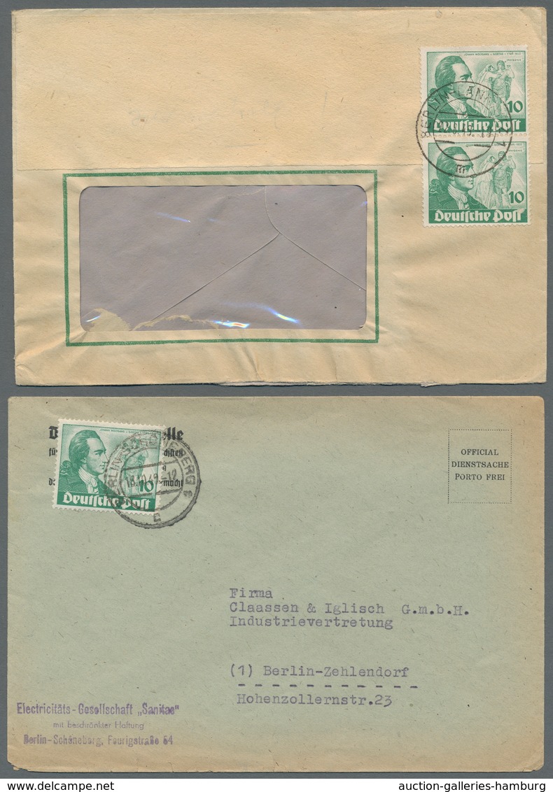 Berlin: 1949, "10 Pfg. Goethe", Zwei Portorichtig Frankierte Belege, EF Als Ortsbrief Und Senkr. Paa - Otros & Sin Clasificación
