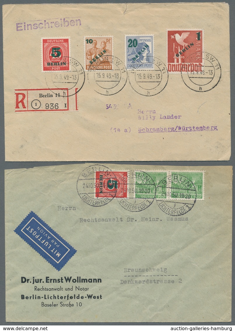 Berlin: 1949, "Grünaufdruck" Komplett Auf Satz-R-Brief Von BERLIN SW 1 15.9.49 Nach Schramberg. Dazu - Other & Unclassified