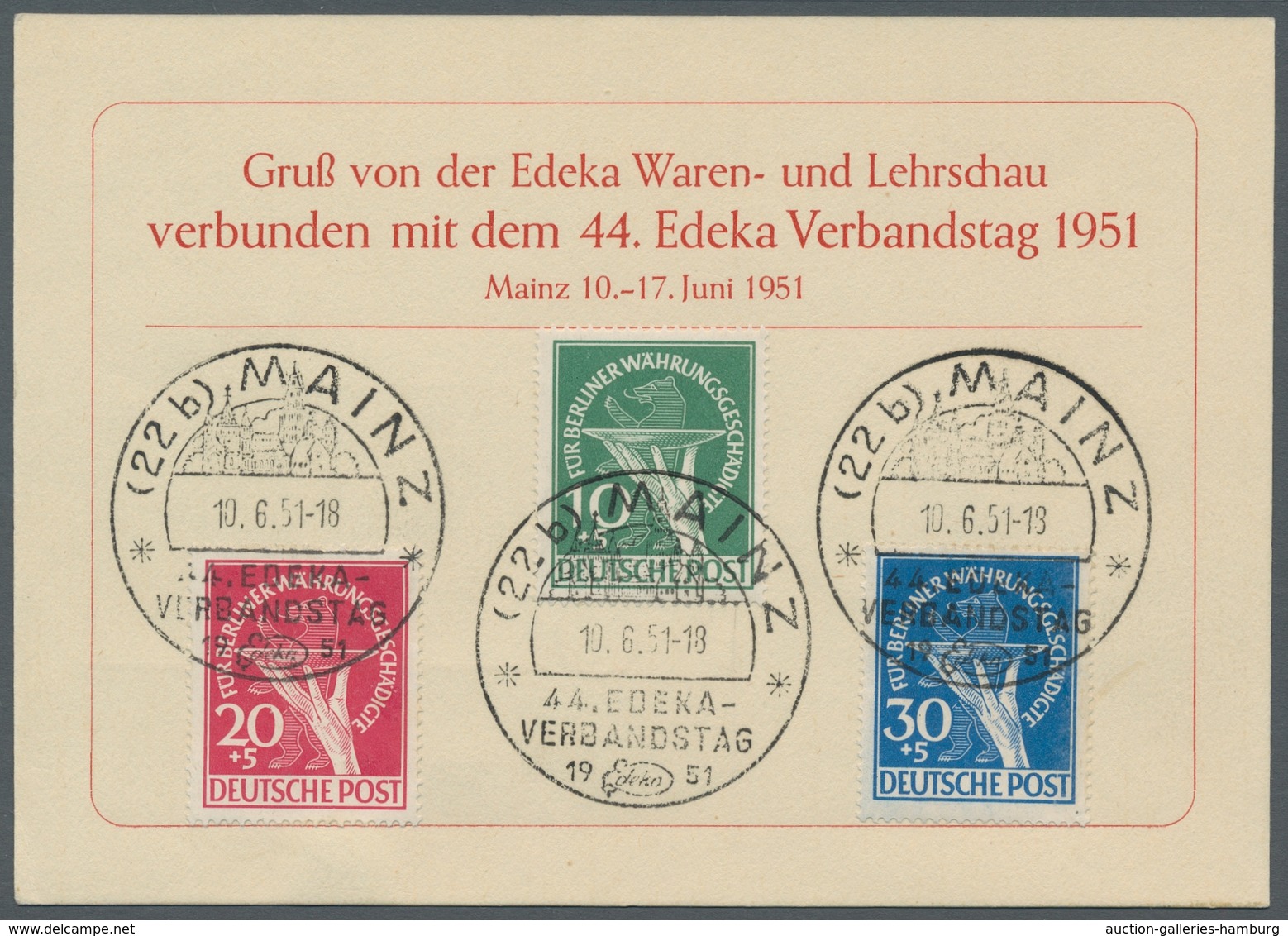 Berlin: 1949, Währungsgeschädigte" Komplett Mit Seltenerem SST MAINZ 44. EDEKA Verbandstag 10.6.51 A - Otros & Sin Clasificación