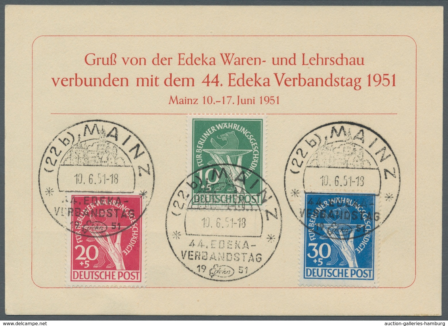 Berlin: 1949, Währungsgeschädigte" Komplett Mit Seltenerem SST MAINZ 44. EDEKA Verbandstag 10.6.51 A - Autres & Non Classés