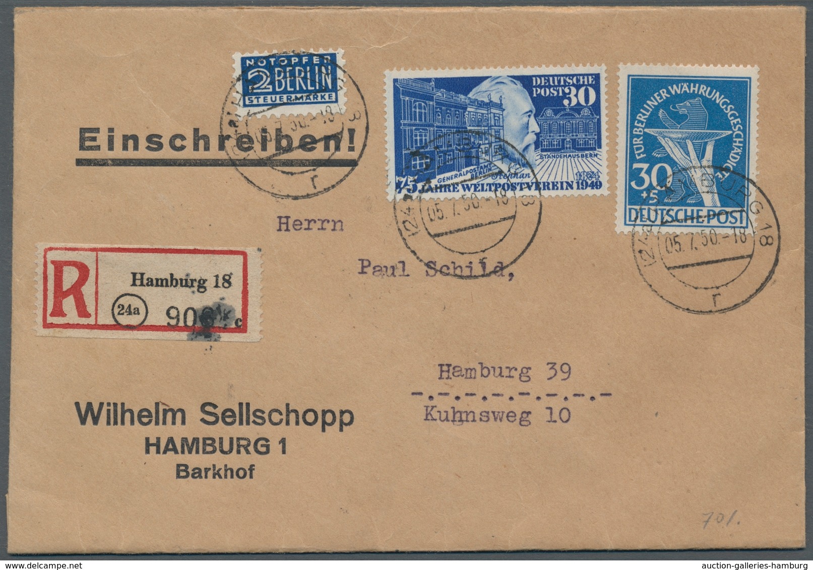 Berlin: 1949, "30 Pfg. Währungsgeschädigte Mit PLF I" Mit Bund Mi. 116 Als Portorichtige MiF Auf Ort - Otros & Sin Clasificación