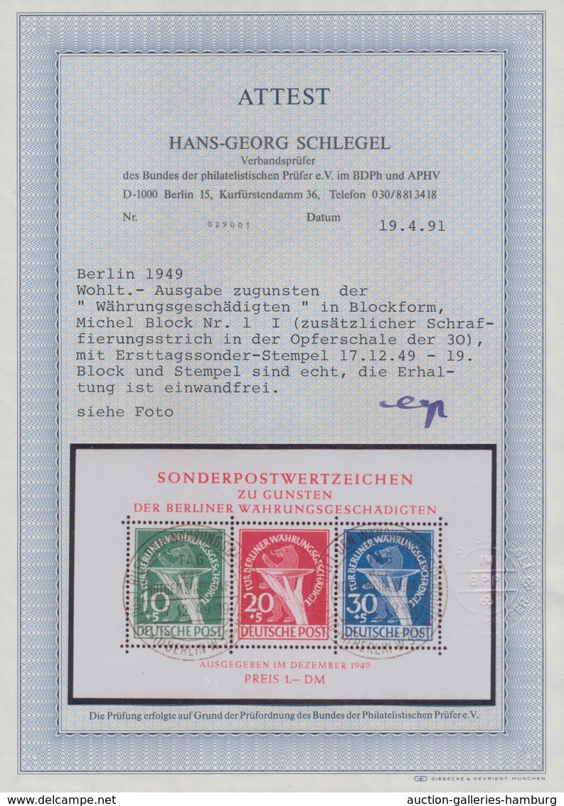 Berlin: 1949, Blockausgabe „Für Berliner Währungsgeschädigte” Mit ESST Vom 17.12.49, Der Block Ist M - Otros & Sin Clasificación
