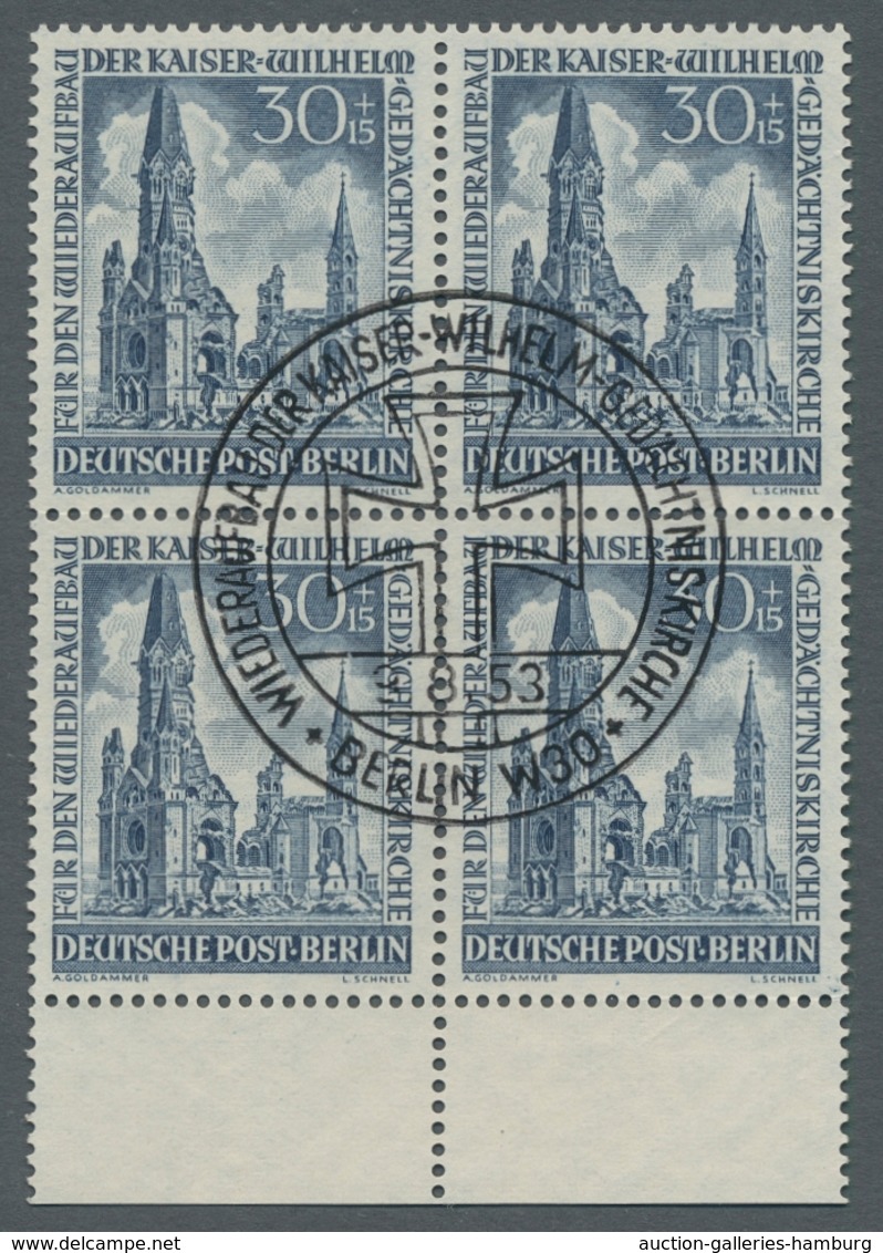 Berlin: 1954, "Gedächtniskirche" Komplett Je Als Viererblock Mit Zentralem SST, Tadellos, Meist Rand - Otros & Sin Clasificación