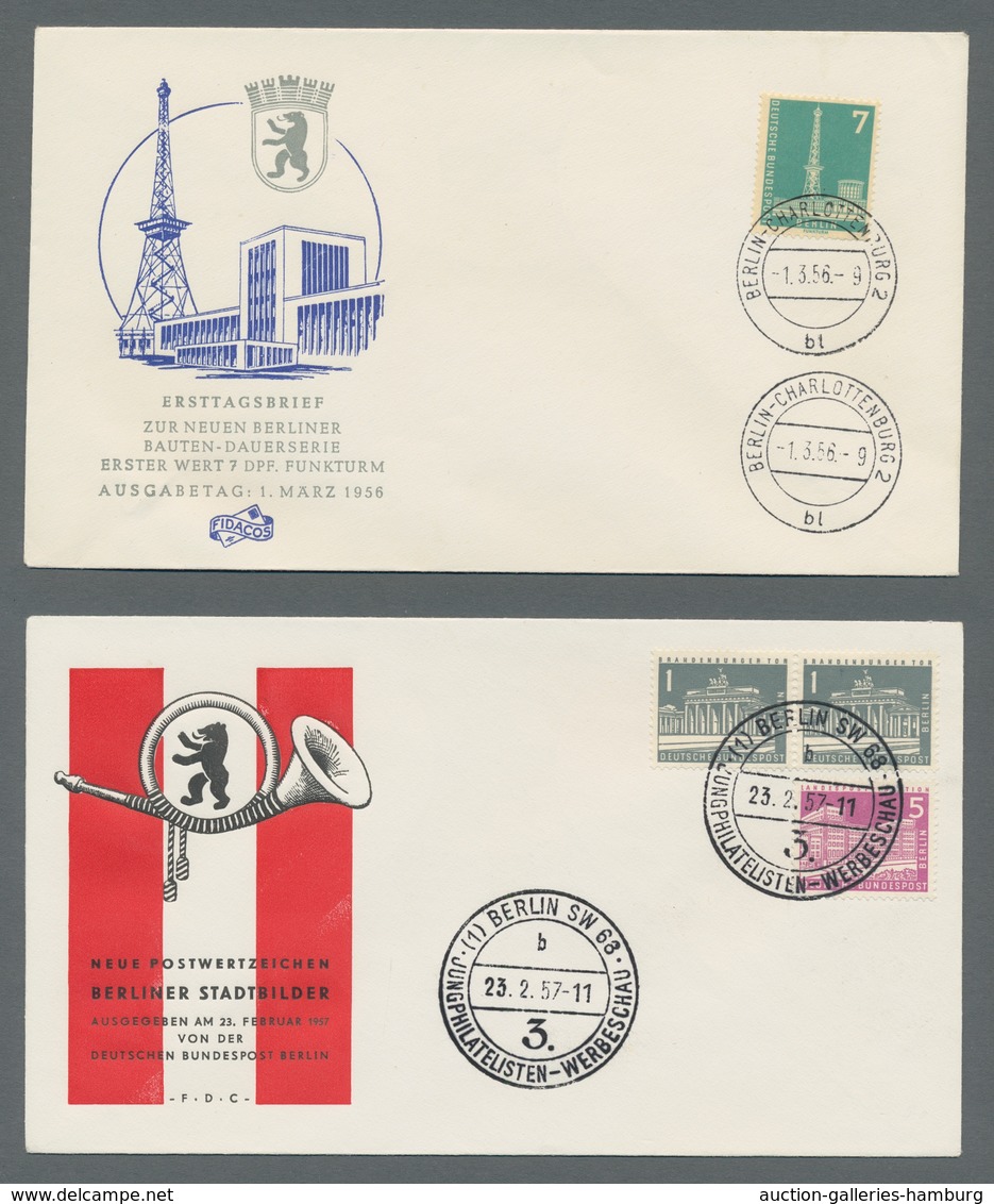 Berlin: 1956/58, "Berliner Stadtbilder I Und II", Komplett Auf Insgesamt Dreizehn FDC In Tadelloser - Otros & Sin Clasificación