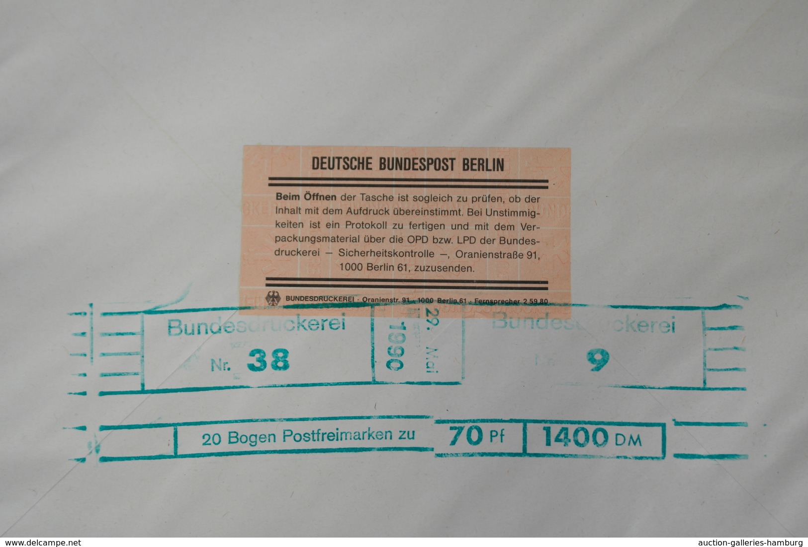 Berlin: 1990, 70 Pfg. Sehenswürdigkeiten, 2000 Postfrische Marken In 20 Bogen Zu Je 100 Marken, In O - Otros & Sin Clasificación