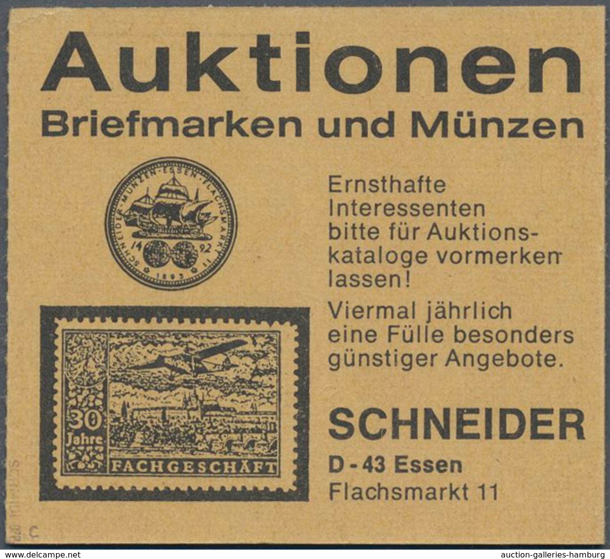 Berlin - Markenheftchen: 1970, Markenheftchen "Brandenburger Tor" Mit Reklame "Schneider" Tadellos P - Markenheftchen