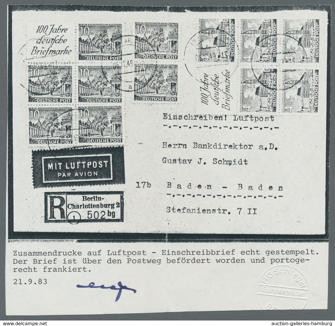Berlin - Zusammendrucke: 1949, "4 Und 10 Pfg. Bauten I", Heftchenblätter Ohne Rand Mit Zusatzfrankat - Se-Tenant
